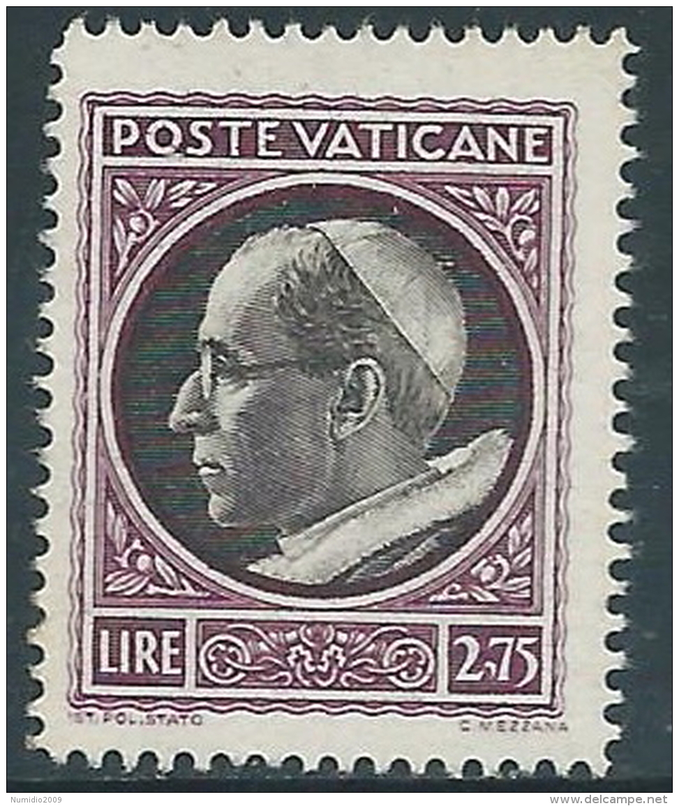 1940 VATICANO MEDAGLIONCINI 2,75 LIRE MNH ** - ED13 - Nuovi