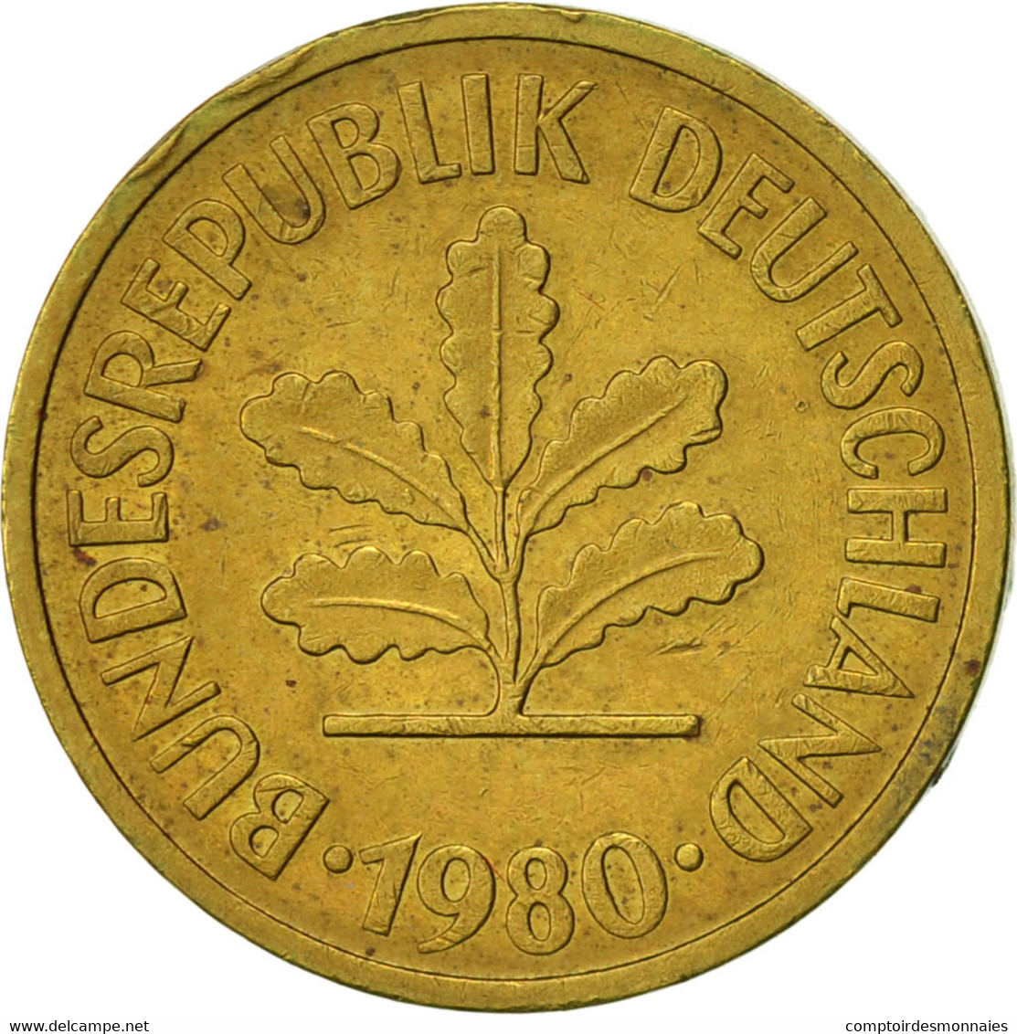 Monnaie, République Fédérale Allemande, 5 Pfennig, 1980, Munich, SUP, Brass - 5 Pfennig