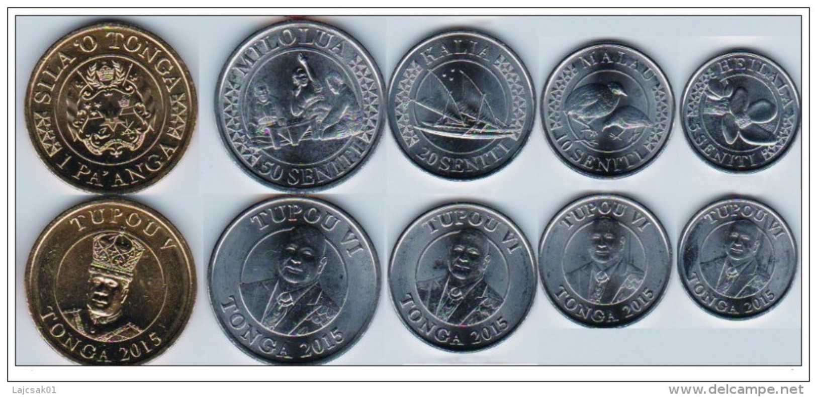 Tonga 2015. Complete Coin Set UNC - Tonga