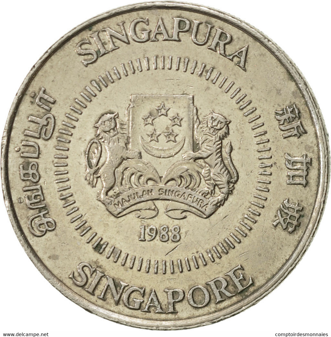 Monnaie, Singapour, 50 Cents, 1988, British Royal Mint, SUP, Copper-nickel - Singapour