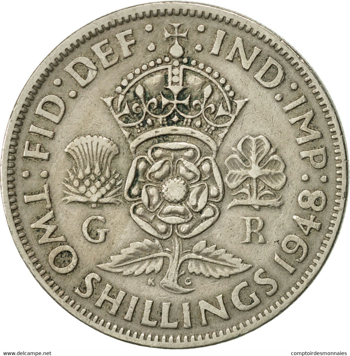 Monnaie, Grande-Bretagne, George VI, Florin, Two Shillings, 1948, TTB+ - J. 1 Florin / 2 Schillings