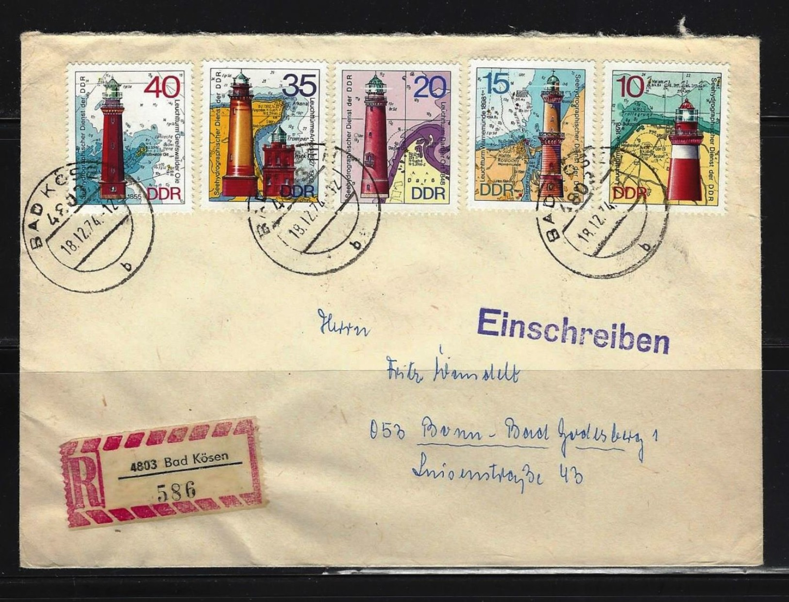 DDR - RECO-Beleg Mi-Nr. 1953 - 1957 Leuchttürme - Other & Unclassified