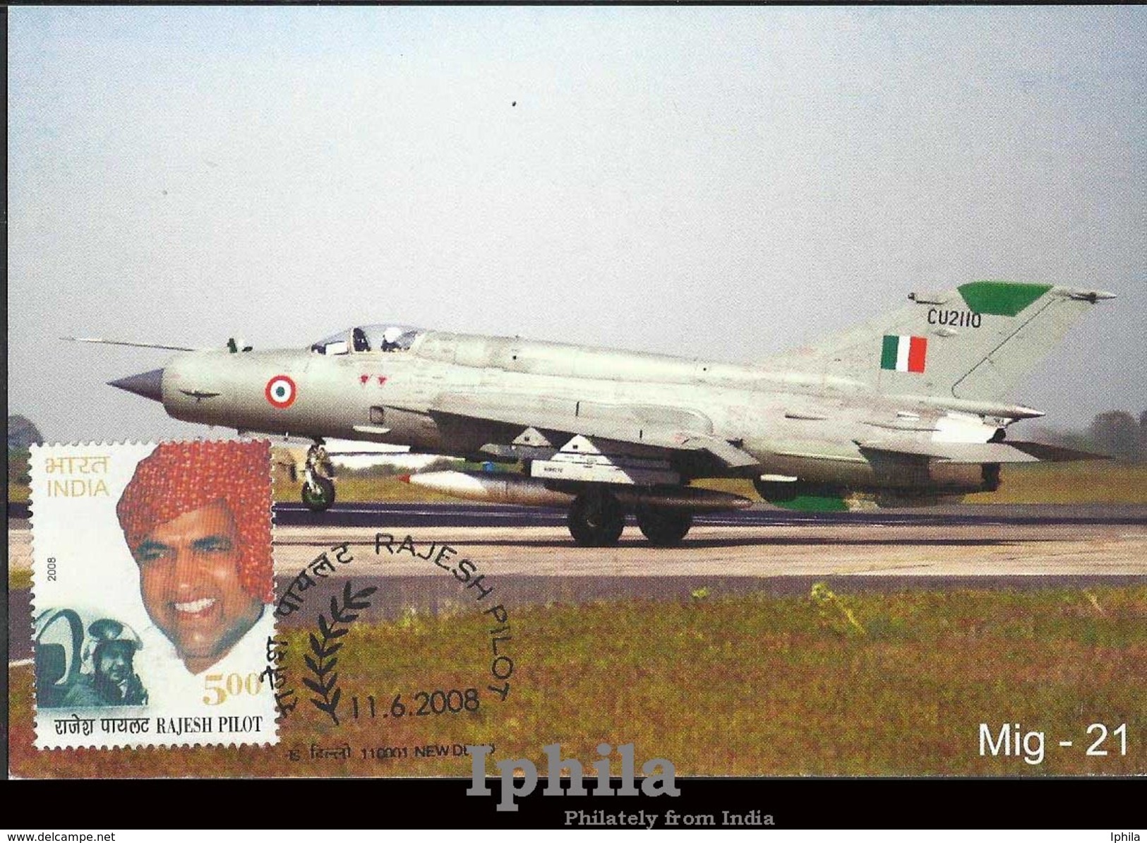 Rajesh Pilot 2008 Max Card Maximum Indian Air Force Indien Inde Flugzeug Luft Avion Airplane Aviation Luftwaffe Headgear - Flugzeuge