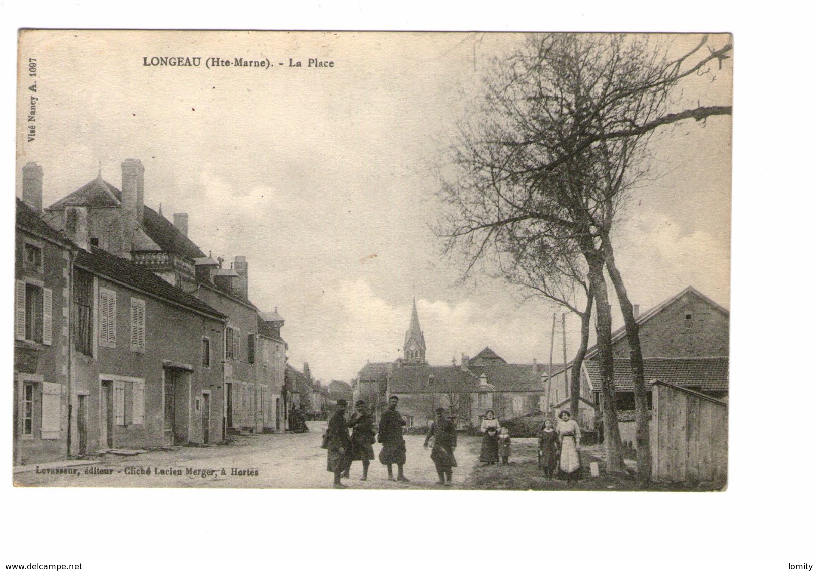 52 Longeau La Place Cpa Animée Edit Levasseur Cachet Longeau 1917 - Le Vallinot Longeau Percey