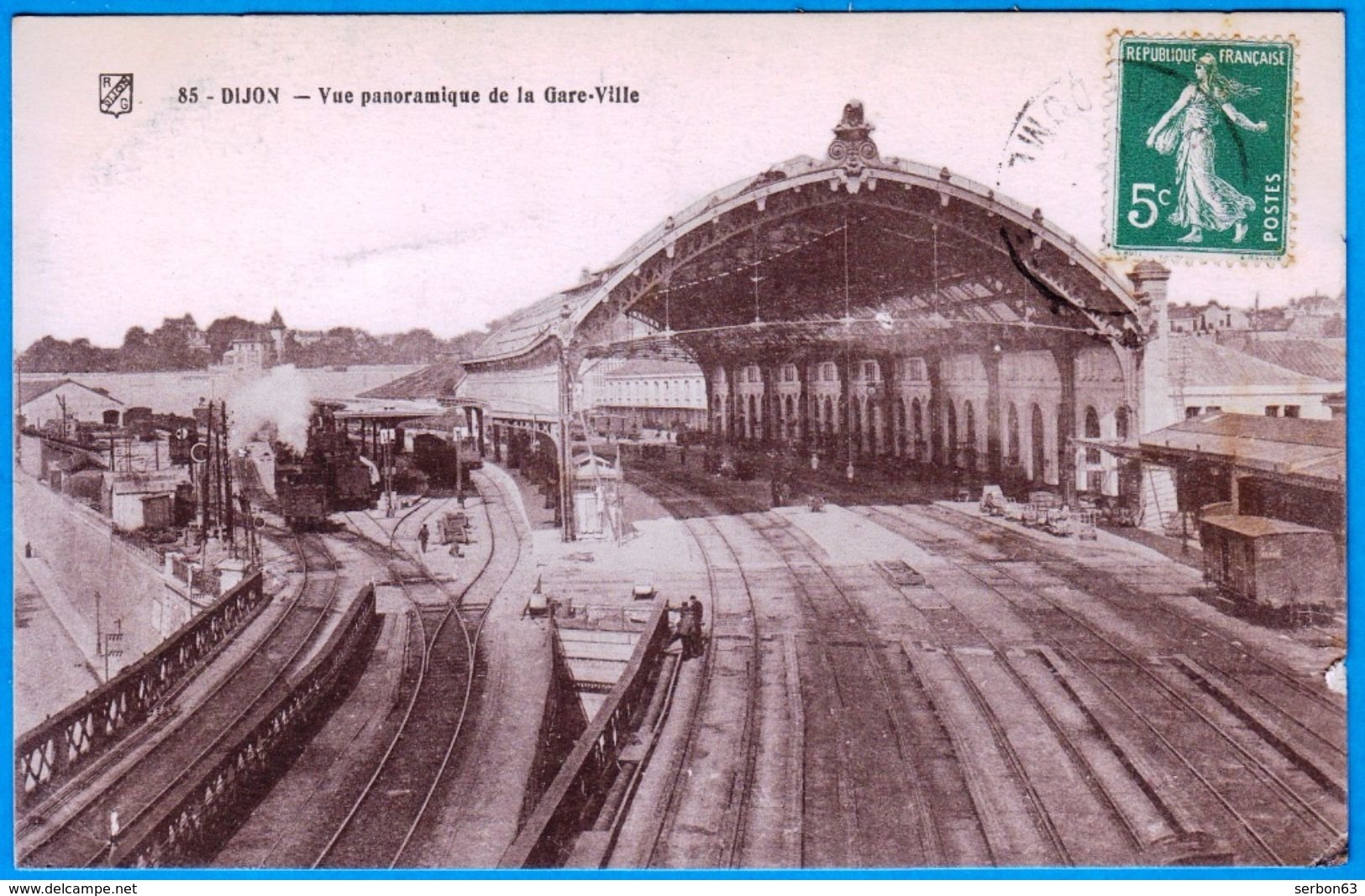 DIJON 21 COTE D'OR LA GARE-VILLE & TRAIN CARTE POSTALE ANCIENNE -SUR MON SITE Serbon63 DES MILLIERS D'ARTICLES EN VENTES - Dijon