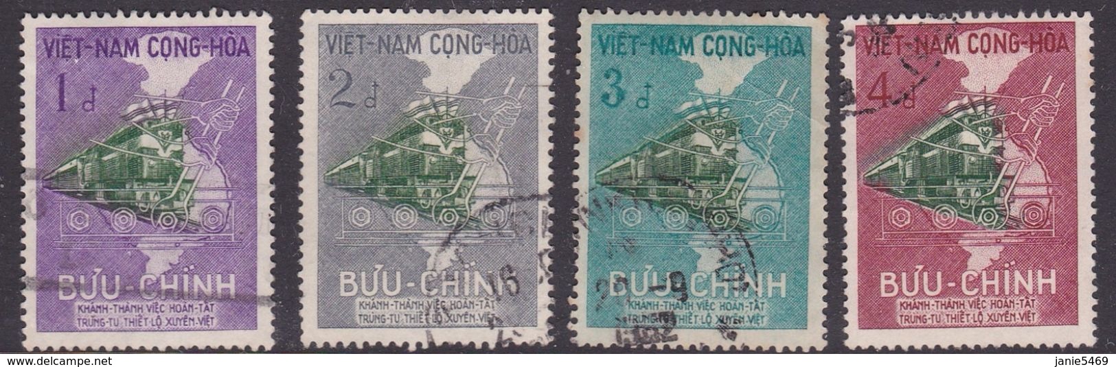 Vietnam South Scott 116-119 1959 Reopening Of The Aaigon-Dongha Railroad Used Set - Vietnam