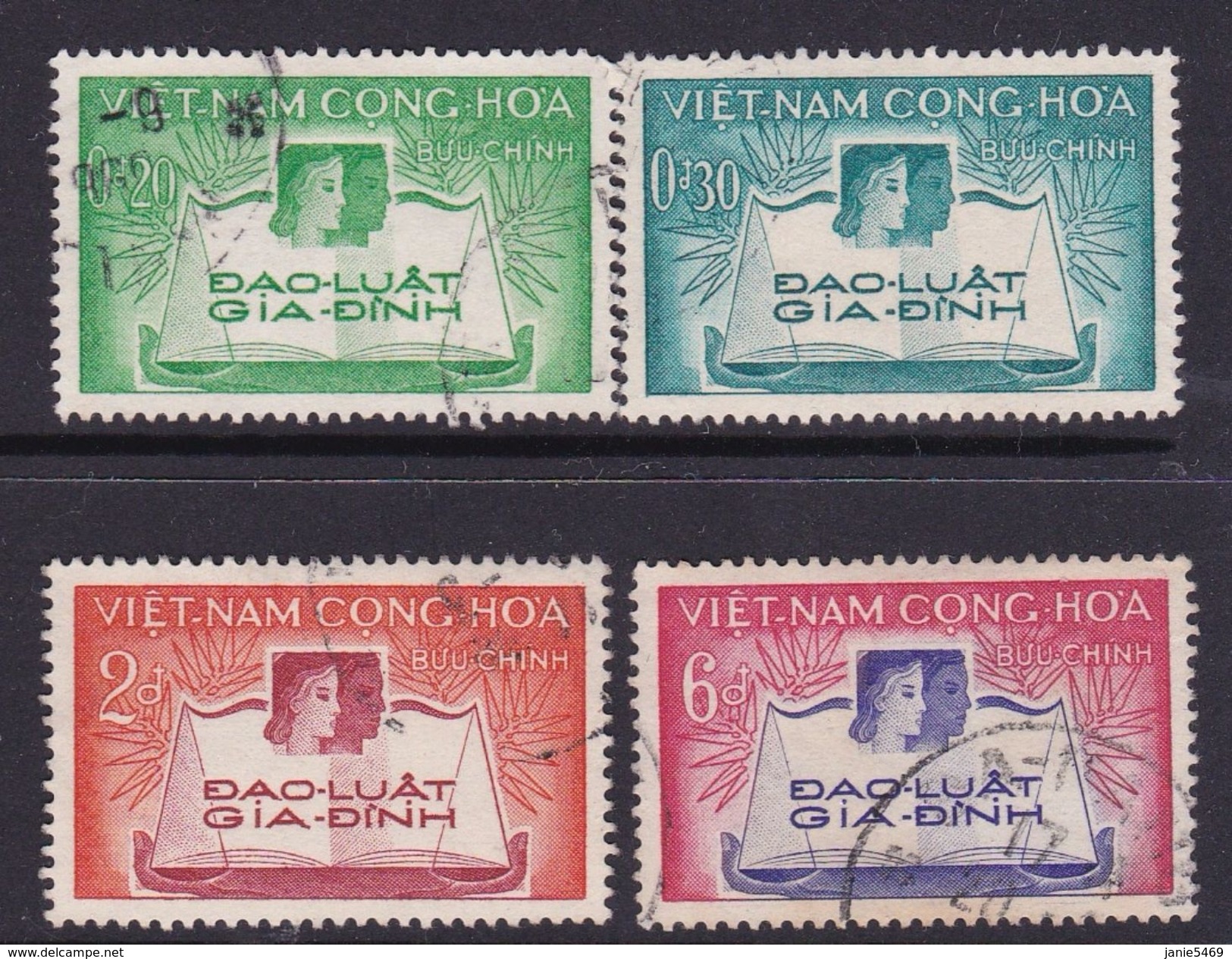 Vietnam South Scott 128-131 1960 1st Anniversary Of Family Code Used Set - Viêt-Nam