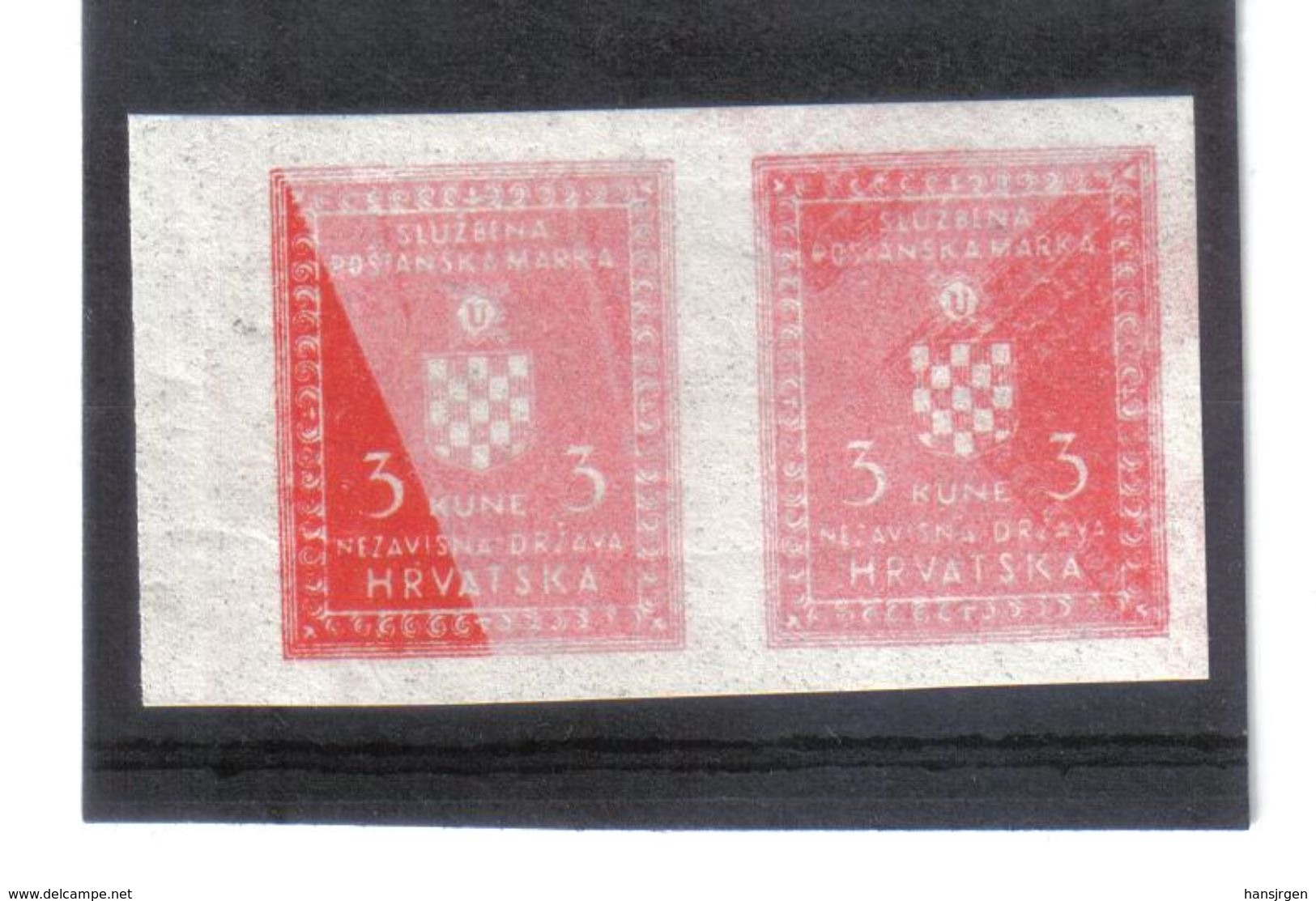 GUT1190  KROATIEN (HRVATSKA) 1942 DIENST  MICHL 6 DRUCKFEHLER Im PAAR ** Postfrisch  Siehe ABBILDUNG - Kroatien