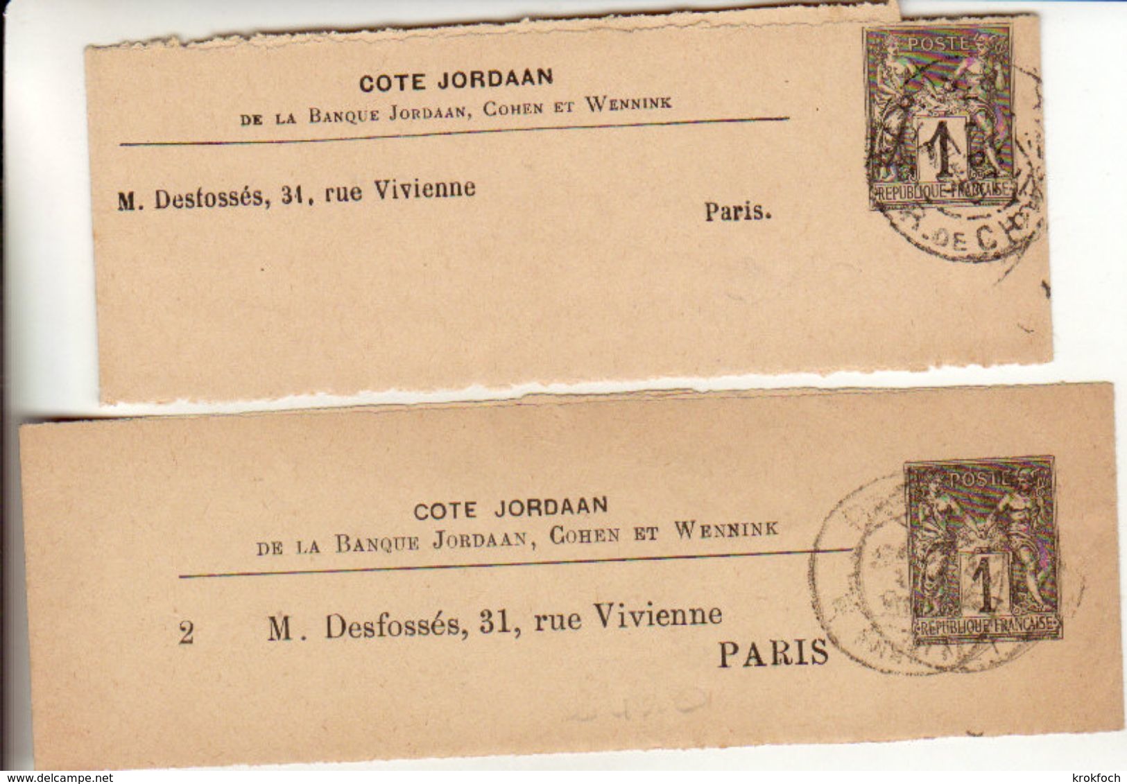 Bande-journal Cote Jordaan Sage 1ct - 2 Types Différents - Sinais A9 - Bandes Pour Journaux