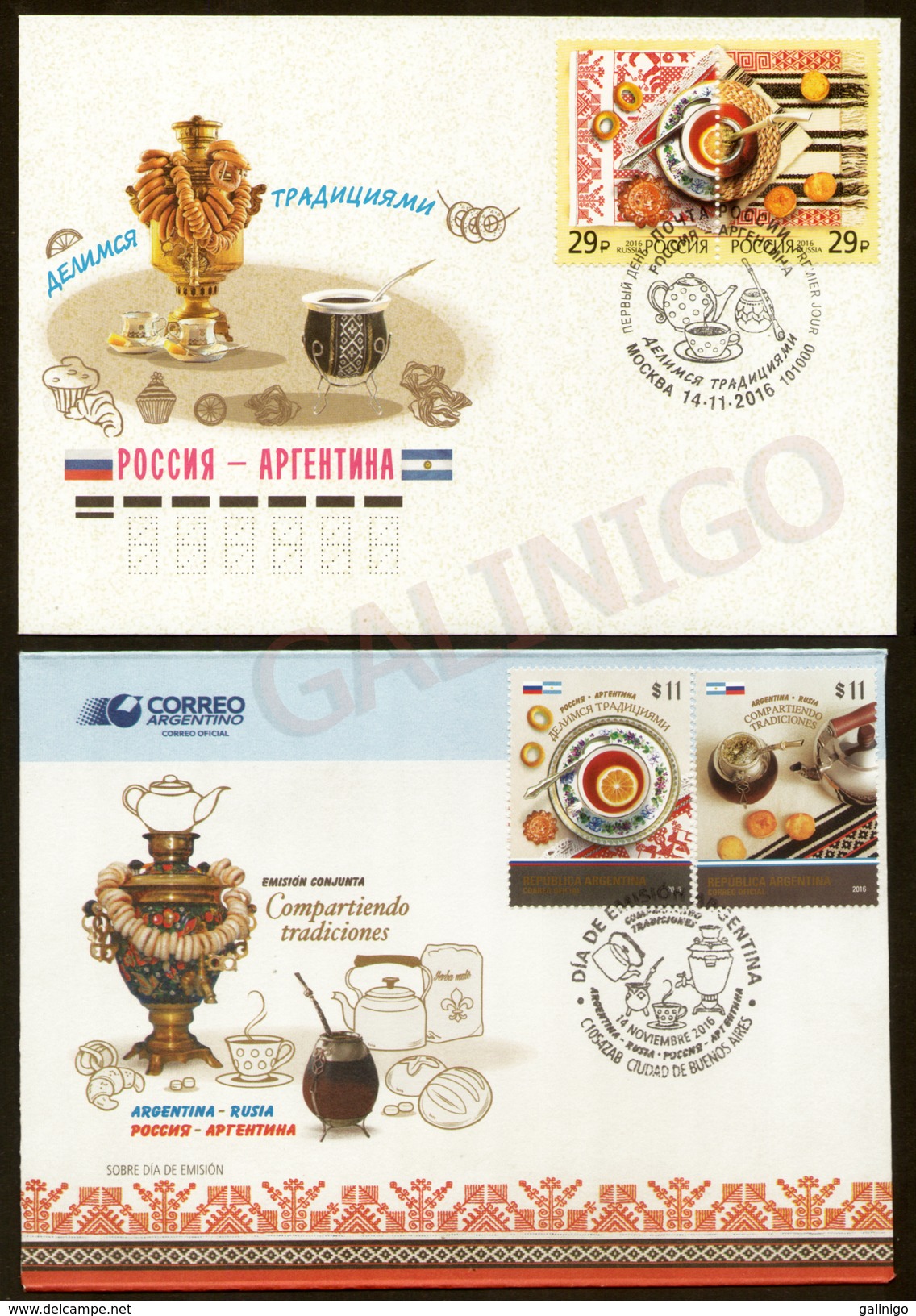 2016-780 Souvenir Pack-Booklet  Russia Russland Russie Rusia Tea Ceremony (joint Issue Russia-Argentina)  Mi 2383-2384 - Ungebraucht