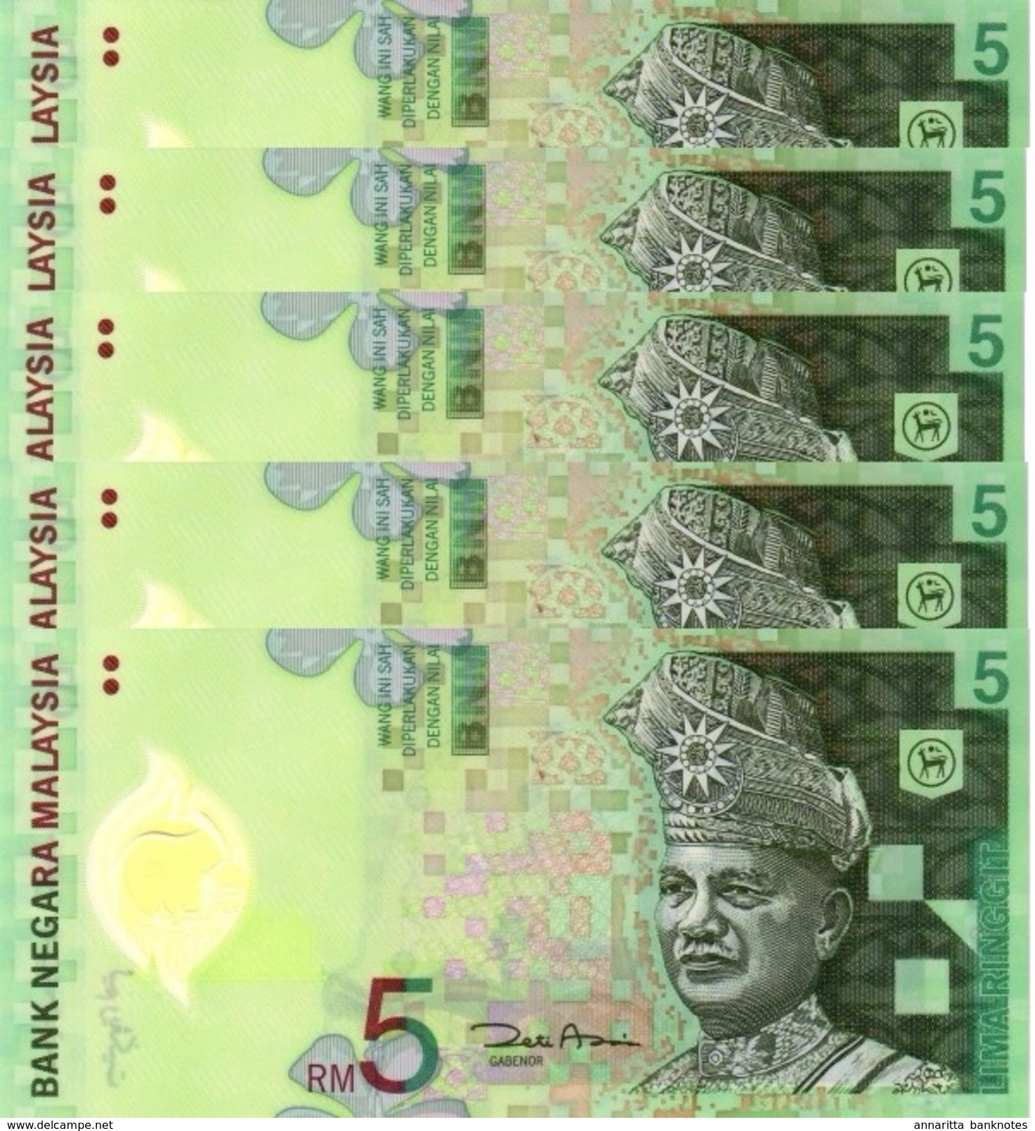 MALAYSIA 5 RINGGIT ND (2004) P-47a UNC 5 PCS  [MY145a] - Maleisië