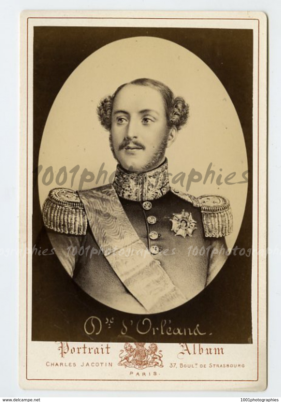 Cabinet-Portrait Du Duc D&#039;Orl&eacute;ans, Ferdinand Philippe D&#039;Orl&eacute;ans( D&#039;apr&egrave;s Une Lithogr - Autres & Non Classés