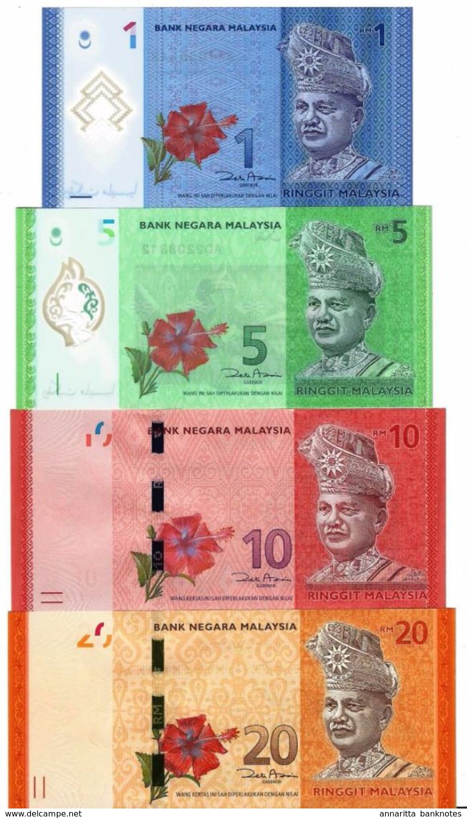 MALAYSIA 1 5 10 20 RINGGIT ND (2011-2012) P.51a-54a UNC SET [MY145a] - Malasia