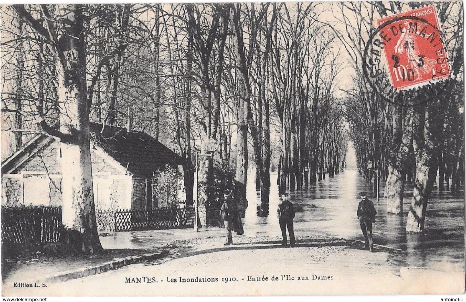 MANTES --Les Inondations De 1910-Entrée De L'ile Aux Dames - Mantes La Jolie