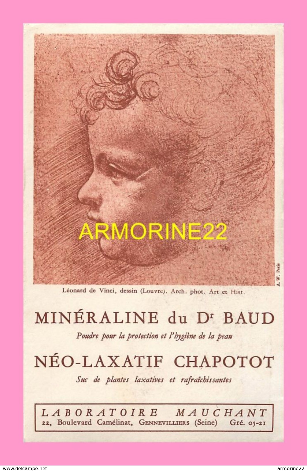 BUVARD  Des Laboratoires Mauchant GENNEVILLIERS  Mineraline Du DR BAUD  Leonard De Vinci - Droguerías