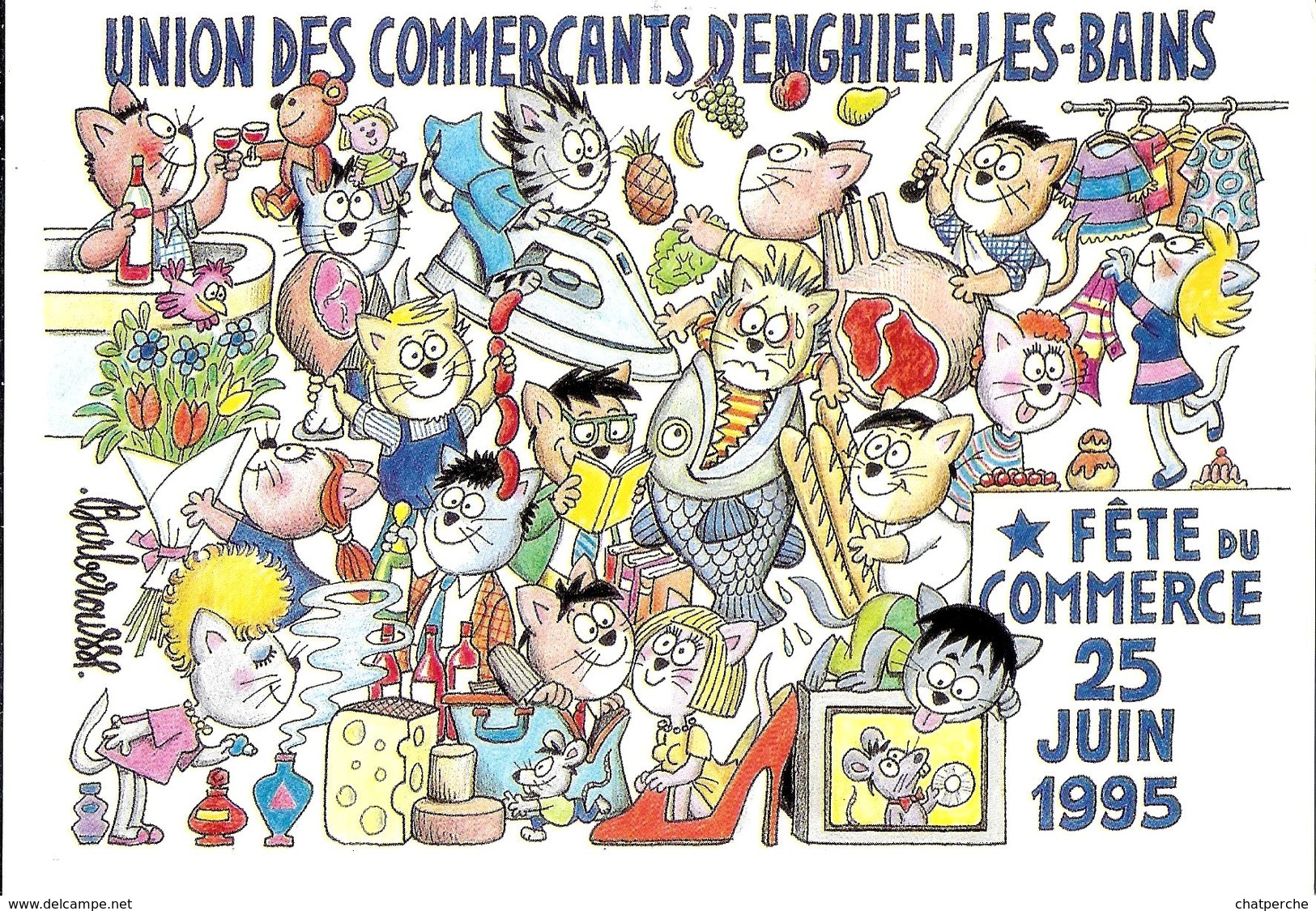 ILLUSTRATEUR BARBEROUSSE  ENGHIEN LES BAINS 1995 CHAT SOURIS FER A REPASSER FROMAGE - Barberousse