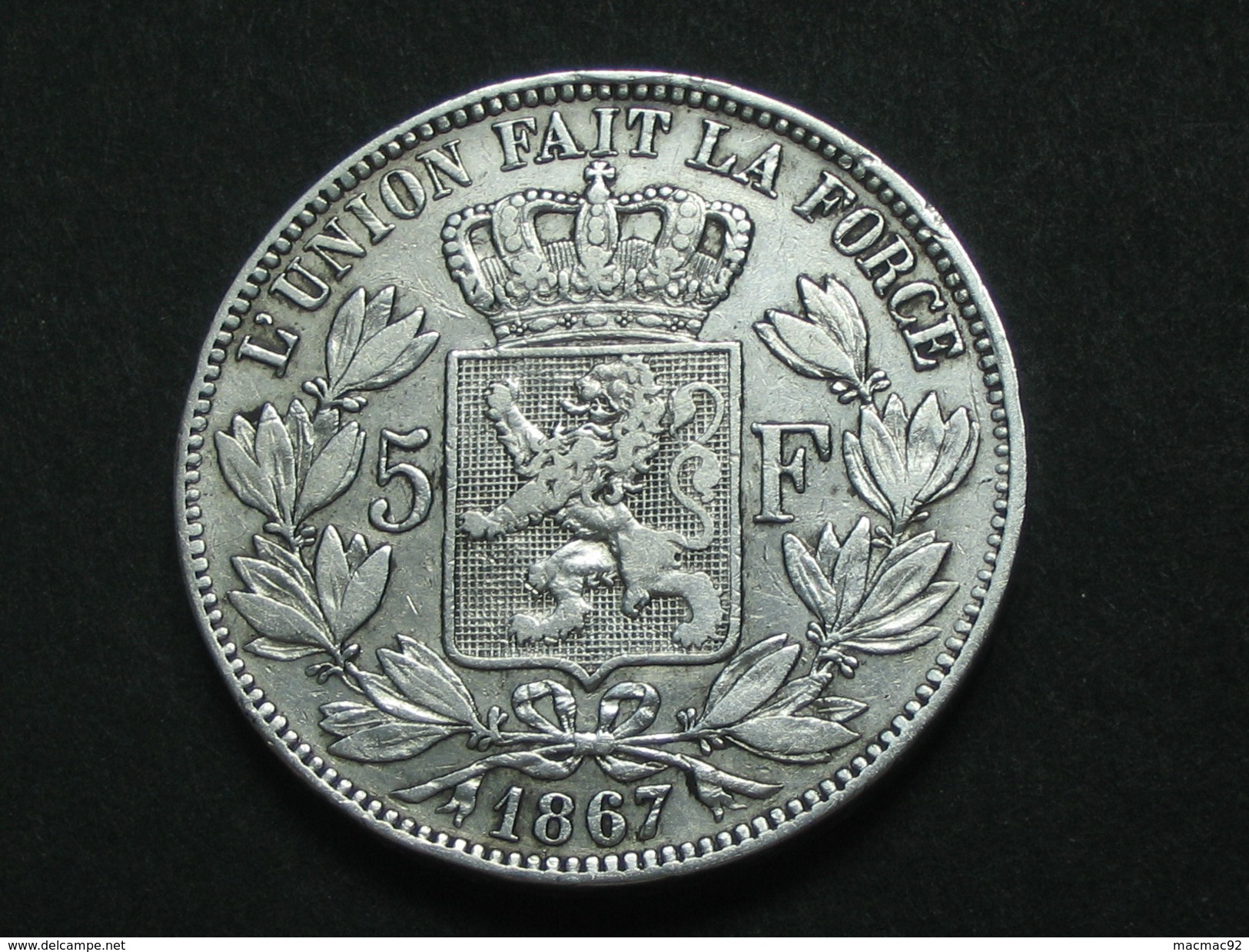 5 Francs 1867 -BELGIQUE - Leopold II Roi Des Belges **** EN ACHAT IMMEDIAT **** - 5 Francs