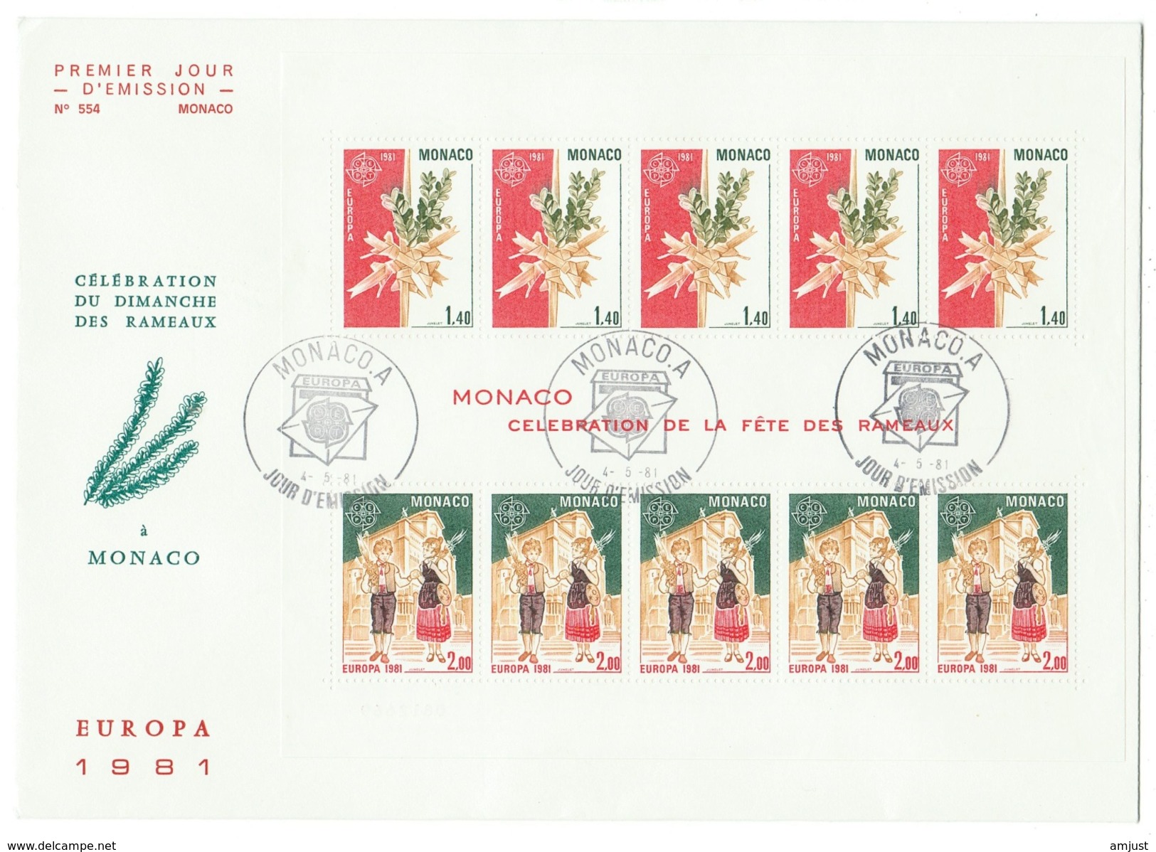 Monaco // FDC // 1981 // Europa 1981 Bloc-feuillet - FDC