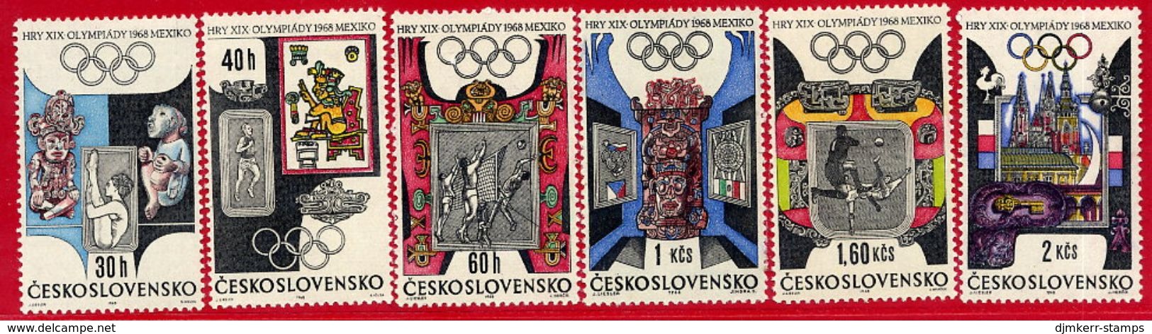 CZECHOSLOVAKIA 1968 Olympic Games Set MNH / **.  Michel 1781-86 - Unused Stamps
