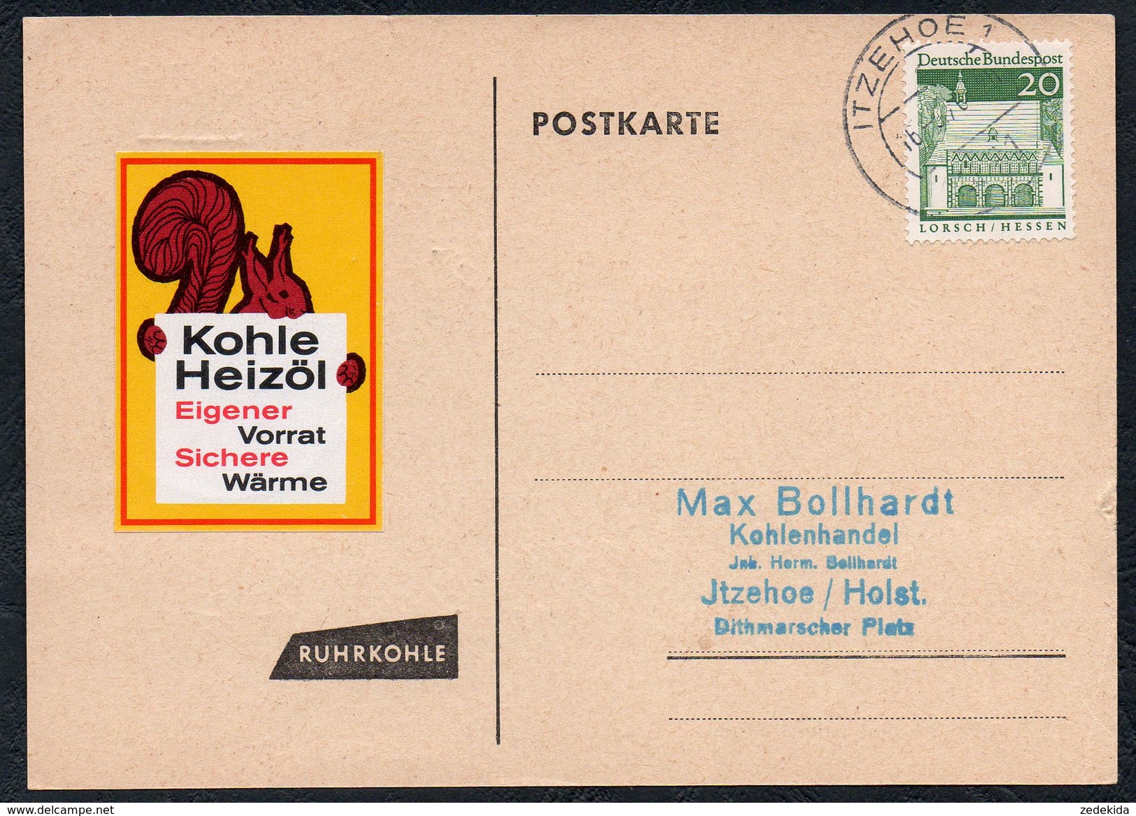 A6340 - Alte Postkarte - Bedarfspost - Itzehoe - Ruhrkohle 1967 - Itzehoe