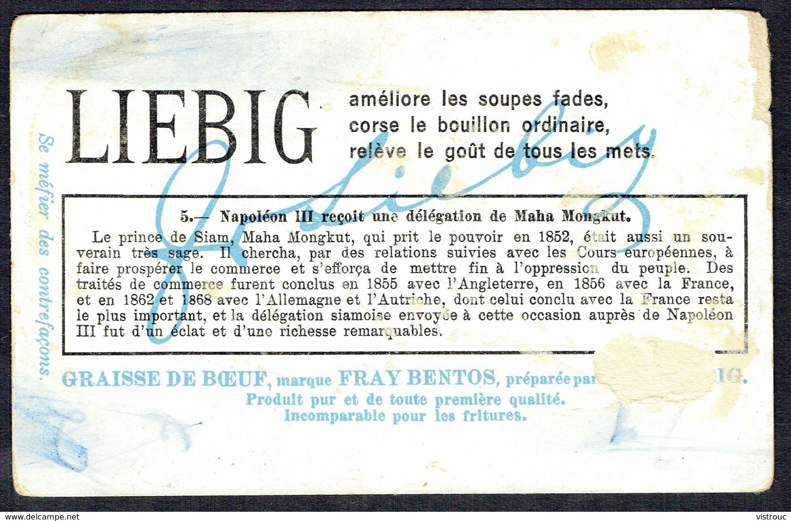 LIEBIG  - FR - Chromo N° 5 De La Série  S.1177 - Diplomates Et Ambassadeurs Célébres: Napoléon III Reçoit 1 Délégation. - Liebig