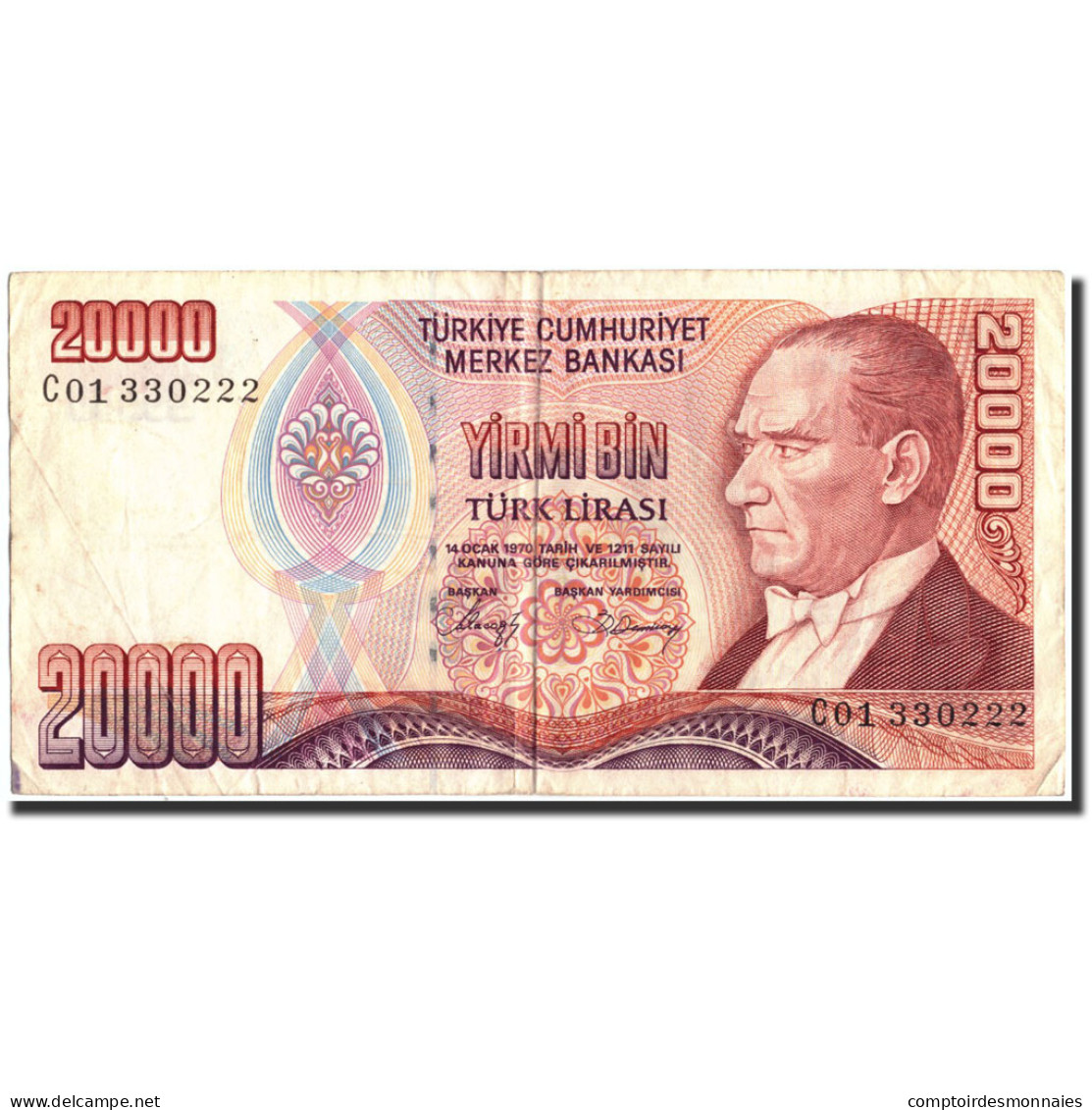 Billet, Turquie, 20,000 Lira, 1970, 1970-10-14, KM:201, TTB - Turchia