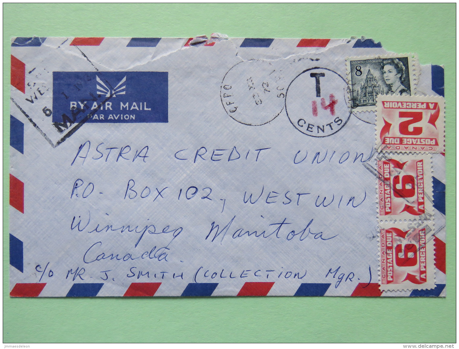 Canada 1972 Military Cover (Cyprus Conflict) From Cyprus (CFPO 5001) To Canada - Due Tax Stamps - Queen - Church - Covers & Documents