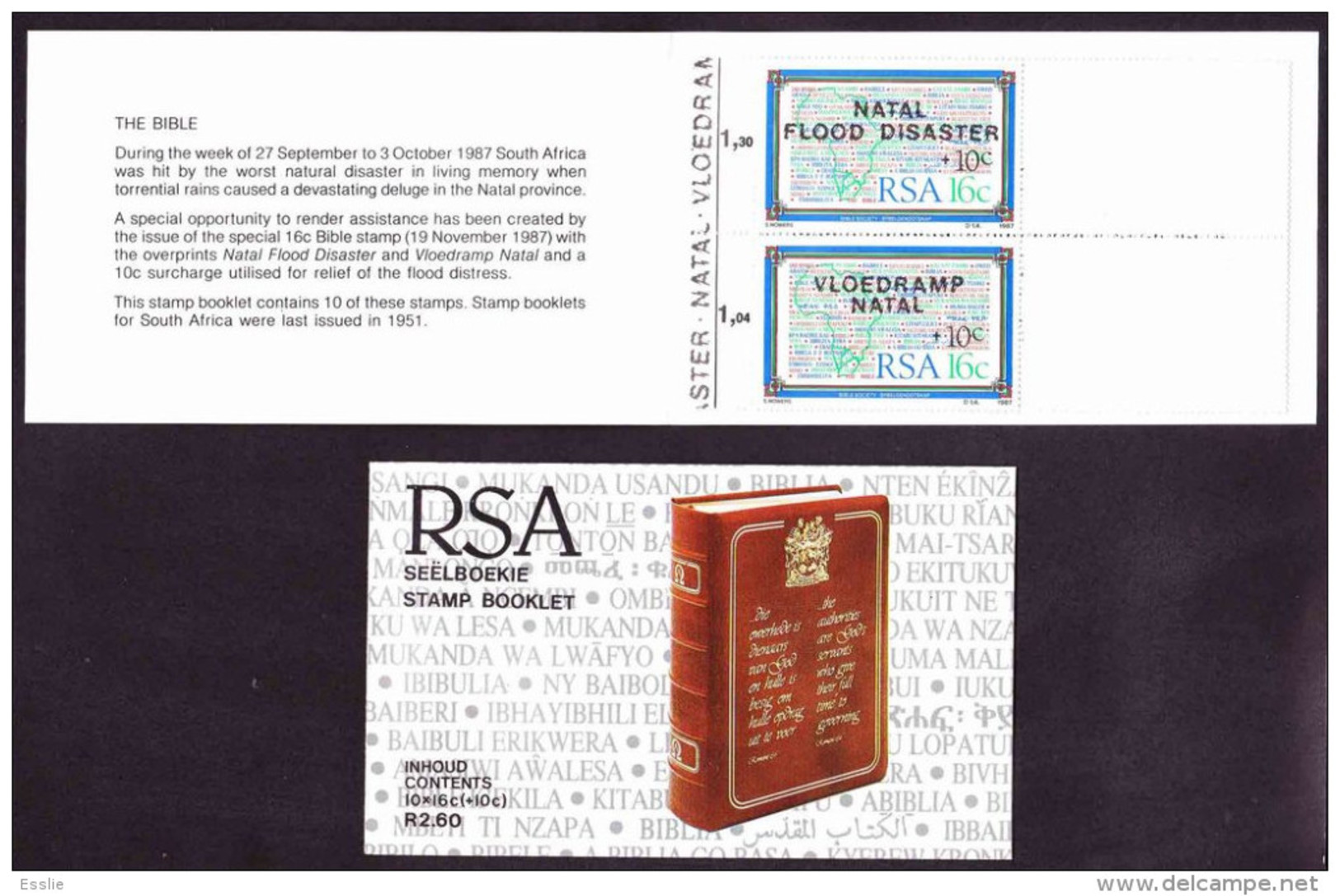 South Africa RSA -1987 - Natal Flood Disaster - The Bible - Booklet - Neufs