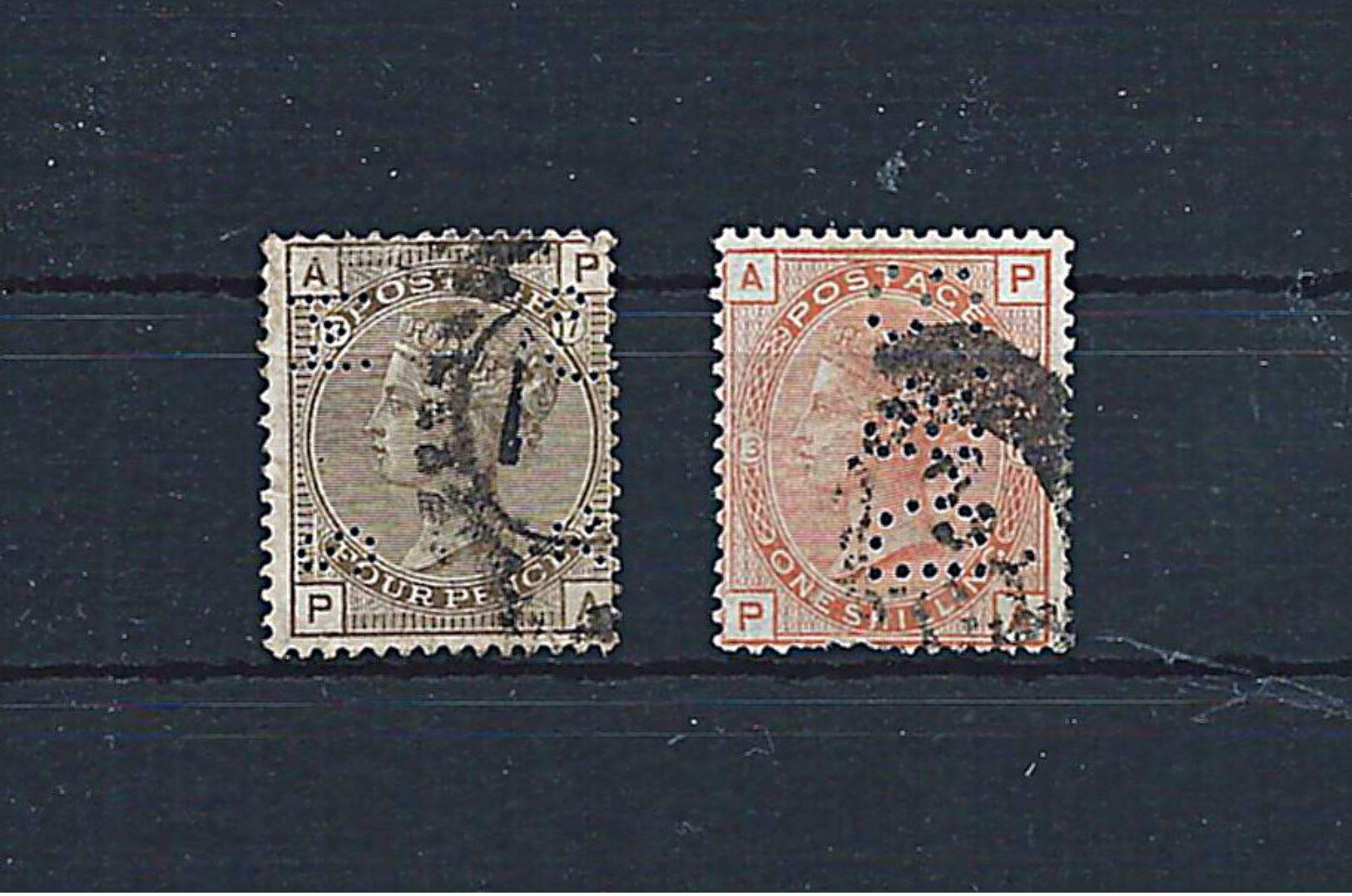 England ( UK )   , Michel-No. 61 And 64  With PERFIN  , Fine Pieces  (as Per Scan) VFU - Gebruikt