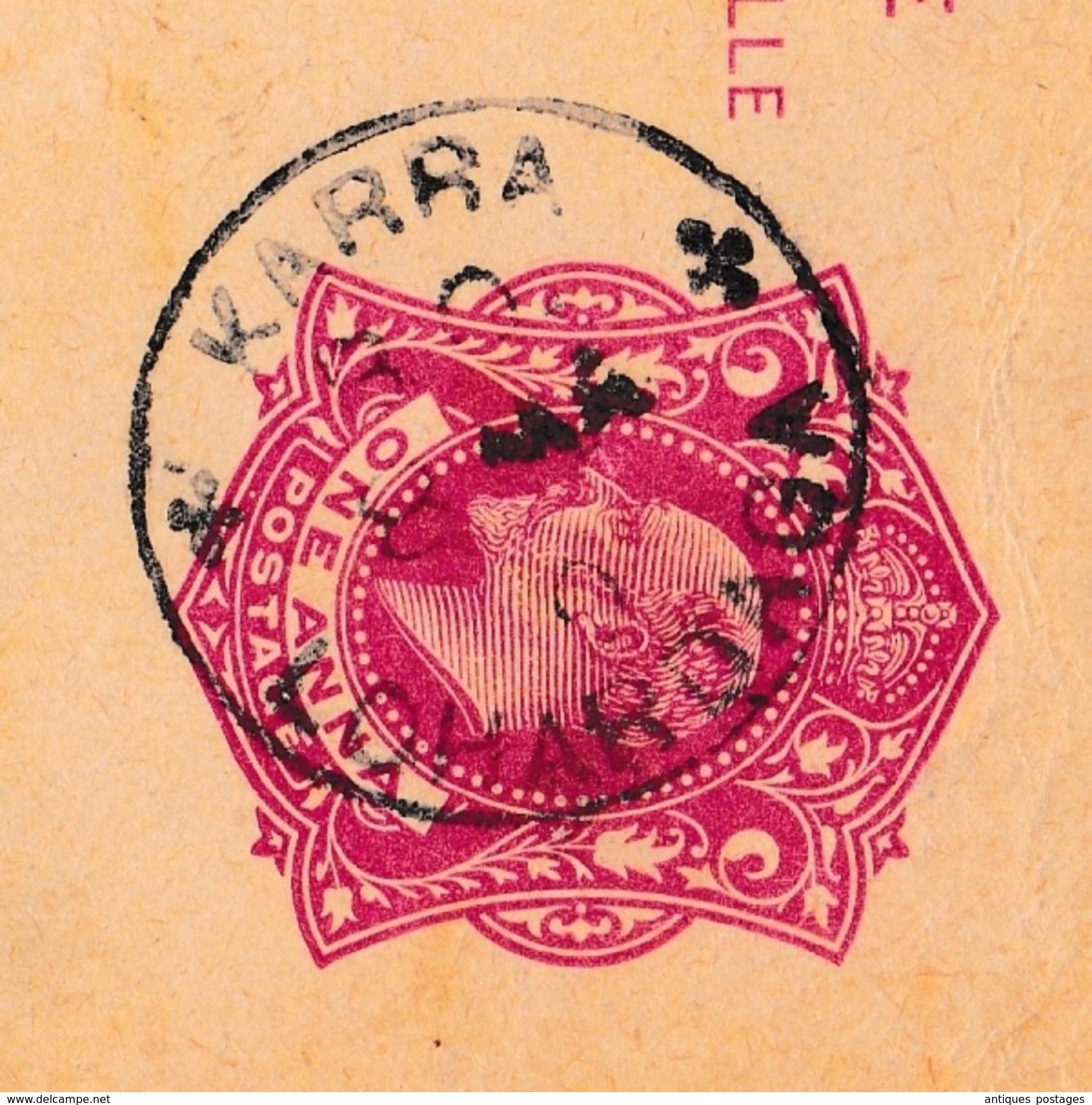 Carte Postale Karra British India Stamp Edward VII One Ana Liège Belgique Entier Postal - 1902-11 Roi Edouard VII