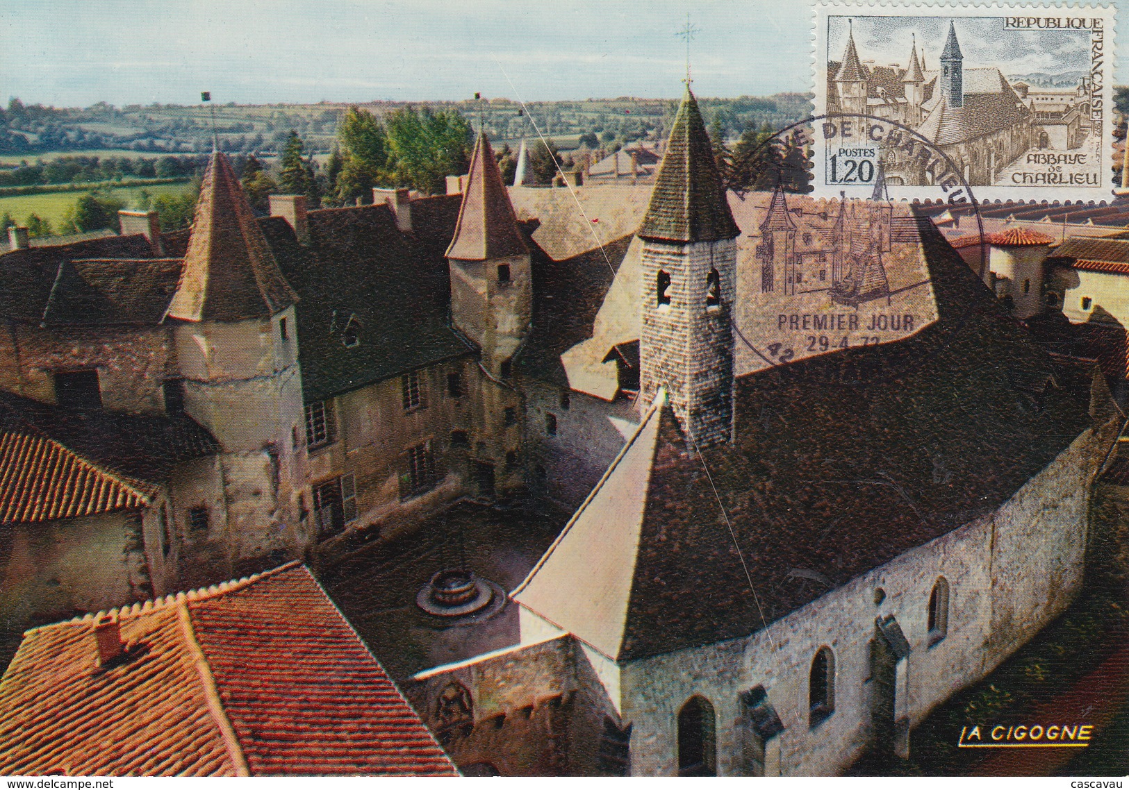 Carte  Maximum  1er  Jour     FRANCE   Abbaye   De  CHARLIEU   1977 - 1970-1979