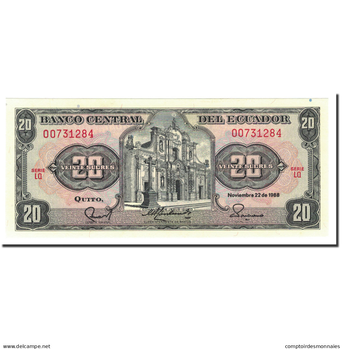 Billet, Équateur, 20 Sucres, 1988, 1988-11-22, KM:121Aa, NEUF - Equateur