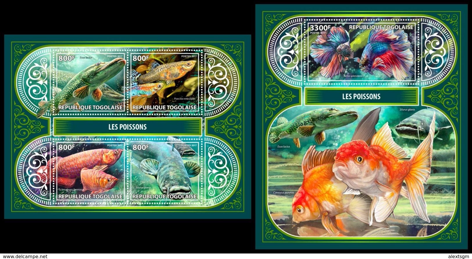 TOGO 2017 - Fishes, M/S + S/S. Official Issue. - Fishes