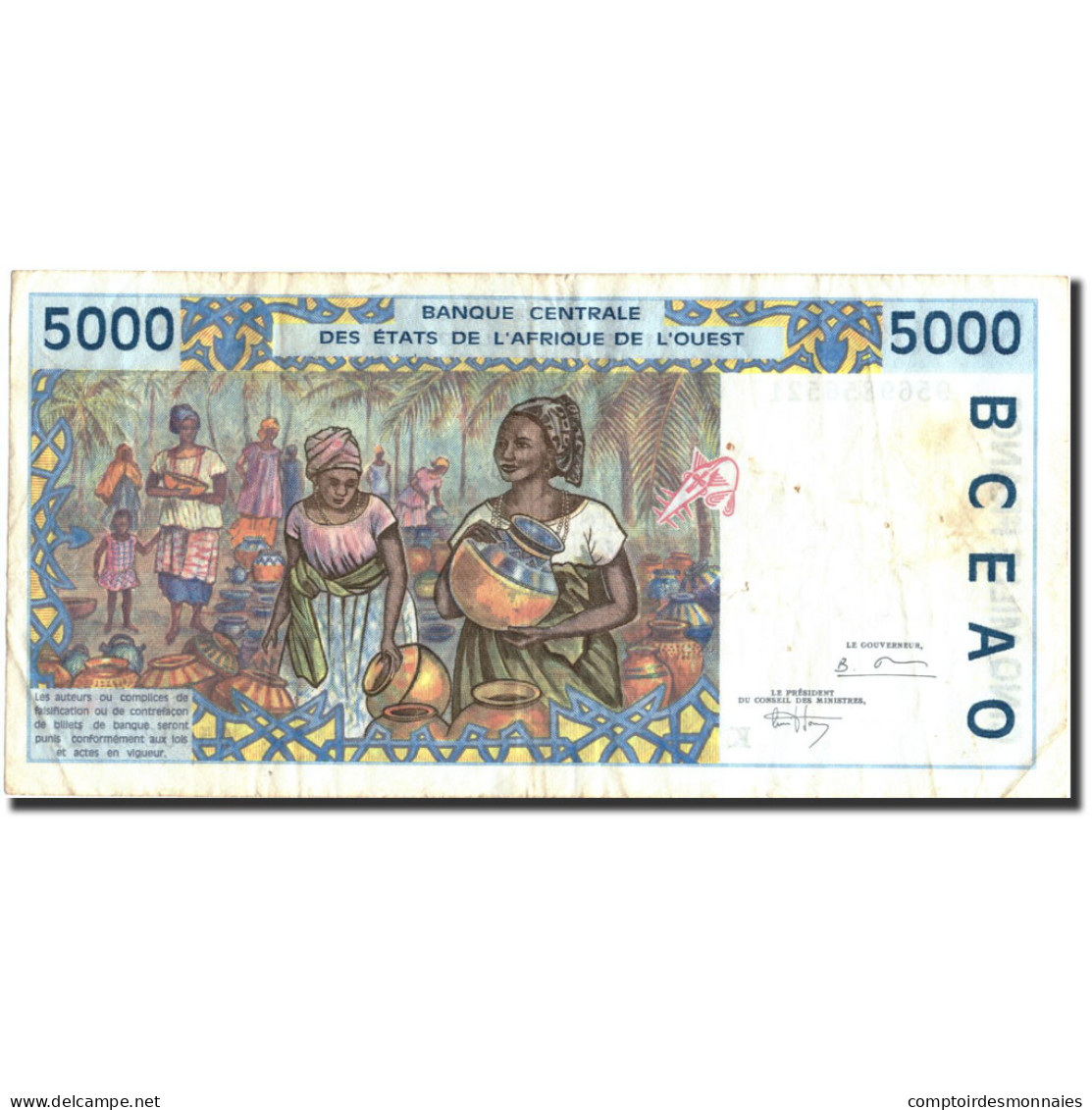 Billet, West African States, 5000 Francs, 1995, 1995, KM:713Kd, TB - États D'Afrique De L'Ouest