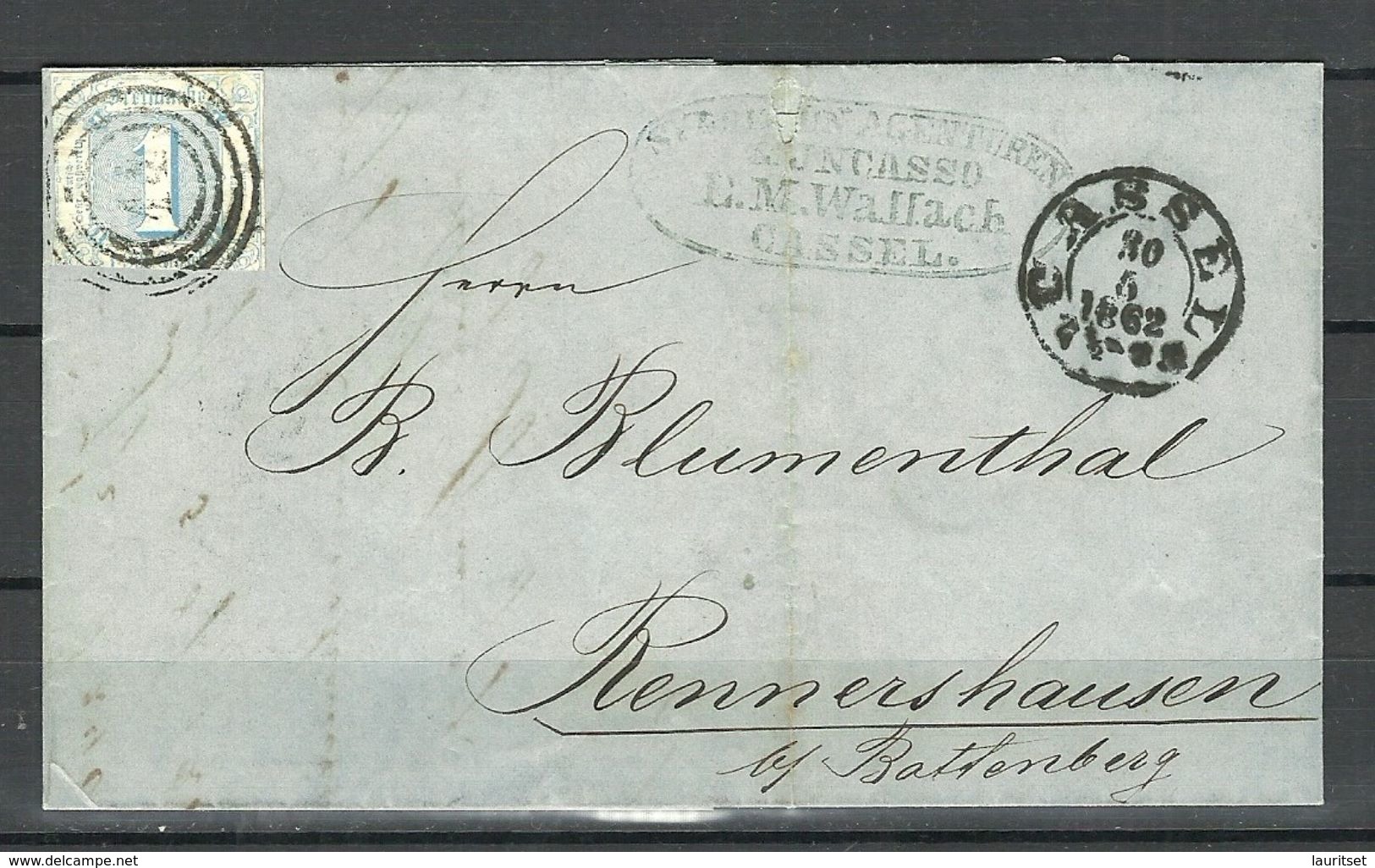 THURN UND TAXIS 1862 Brief Kassel Nach Rennershausen Michel 15 Als Einzelfrankatur - Briefe U. Dokumente