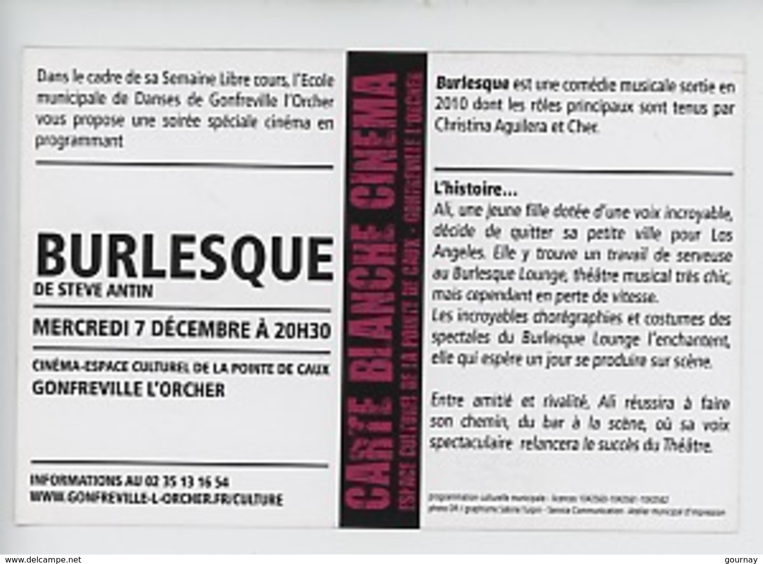 Burlesque De Steve Antin Avec Christina Aguilera Et Cher (projection Gonfreville L'Orcher) - Manifesti Su Carta