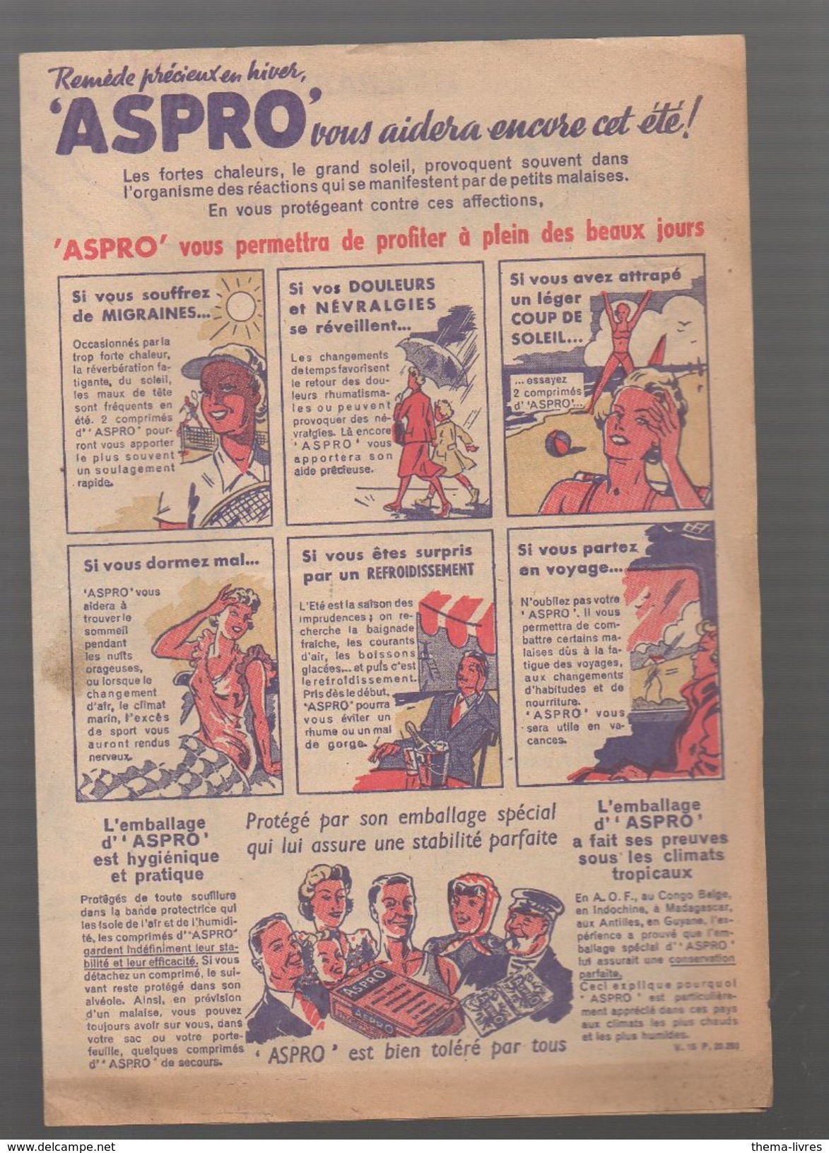 ASPRO Vous Aidera Encore Cet été (cyclisme,TOUR DE FRANCE) 1950 (PPP5832) - Pubblicitari