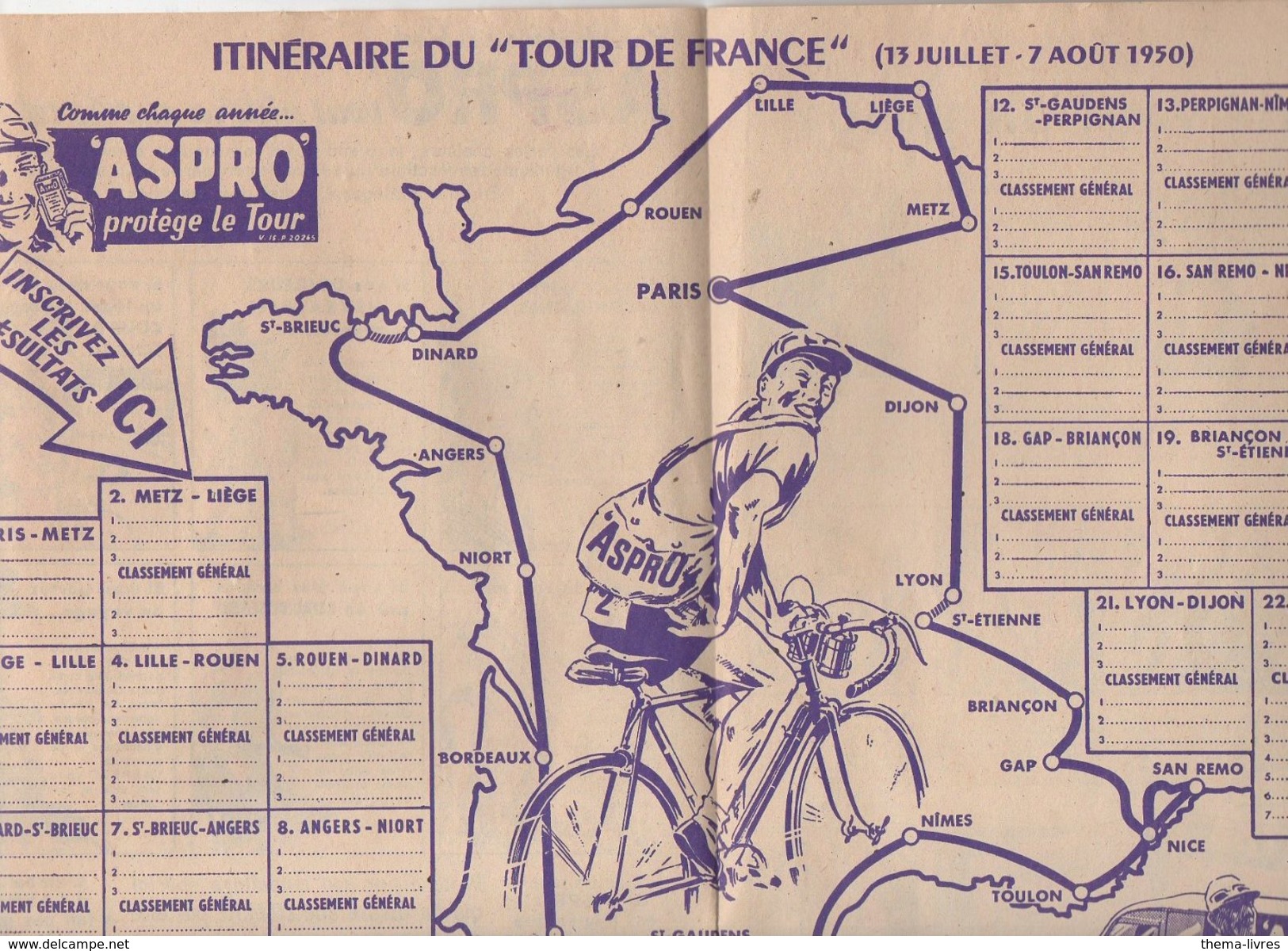 ASPRO Vous Aidera Encore Cet été (cyclisme,TOUR DE FRANCE) 1950 (PPP5832) - Pubblicitari