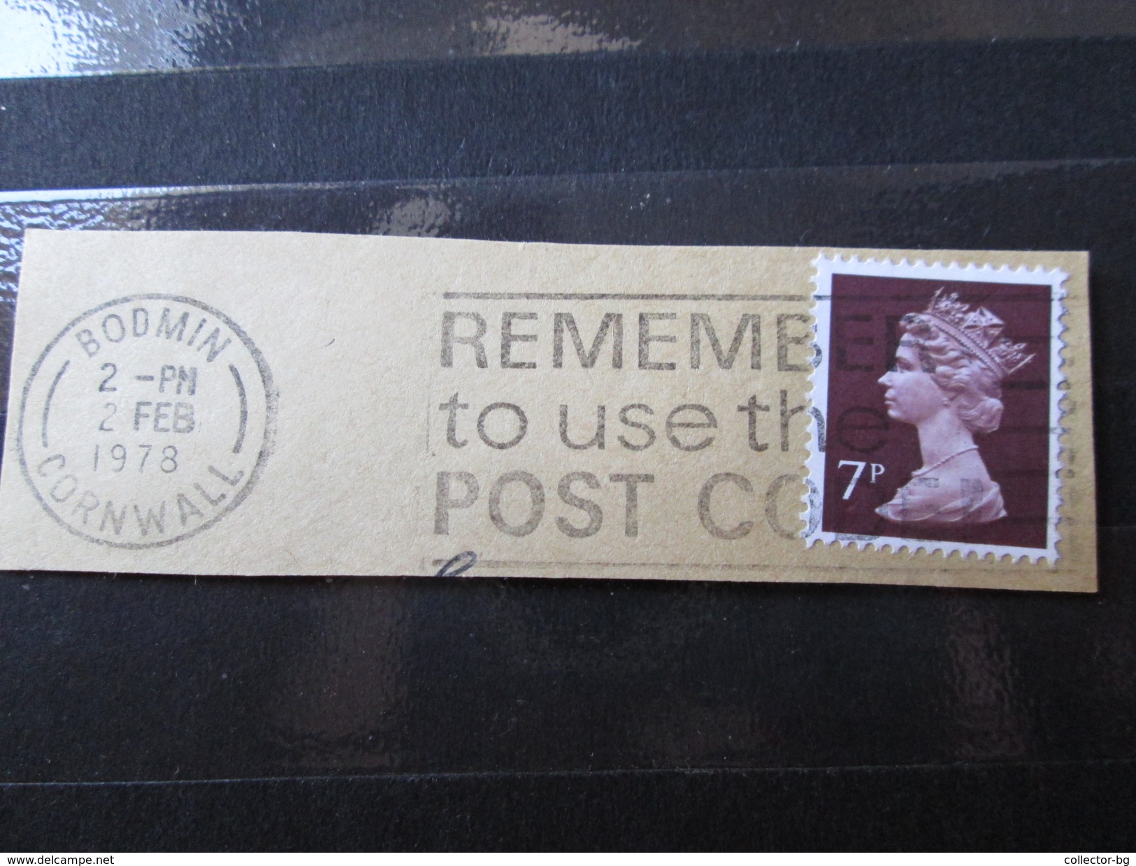 RARE 1978 7 P WMK BODMIN ENGLAND USED TRAVEL  STAMP TIMBRE - Briefe U. Dokumente