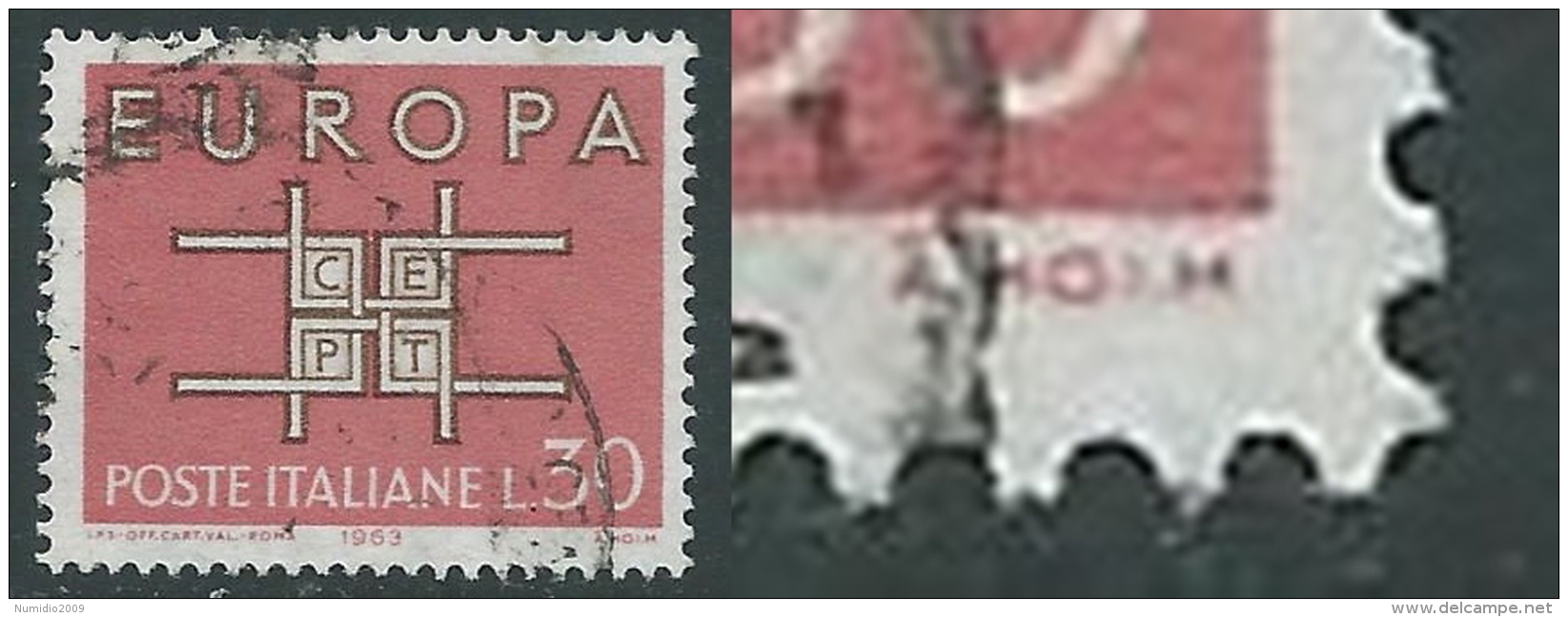 1963 ITALIA USATO EUROPA VARIETà RIPORTO I INVECE DI L NEL NOME HOLM - B2-2 - Varietà E Curiosità