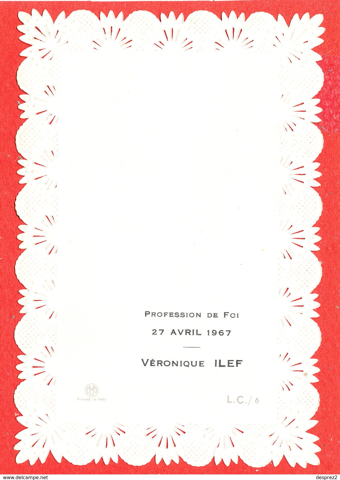 Profession De Foi Cp Dentellée De Véronique ILEF 27/4/1967 - Communion