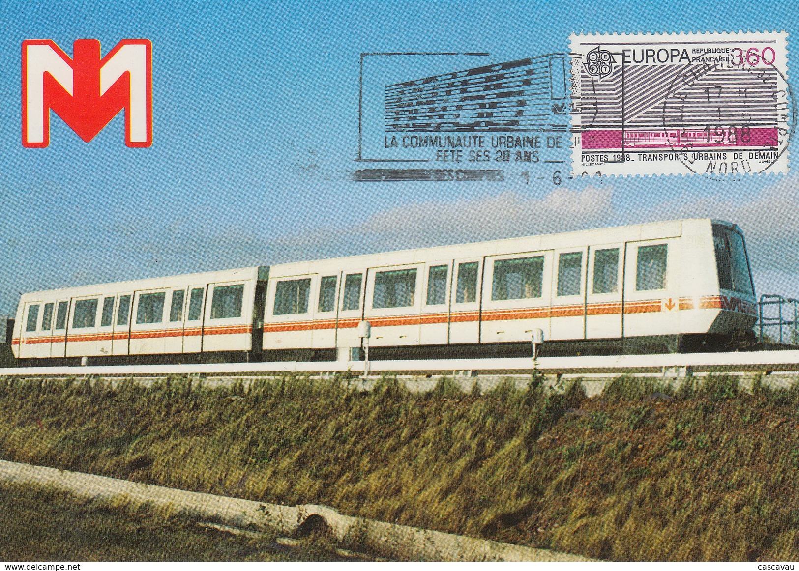 Carte  Maximum  TRANSPORTS  URBAINS  LILLE    EUROPA    1988 - 1988