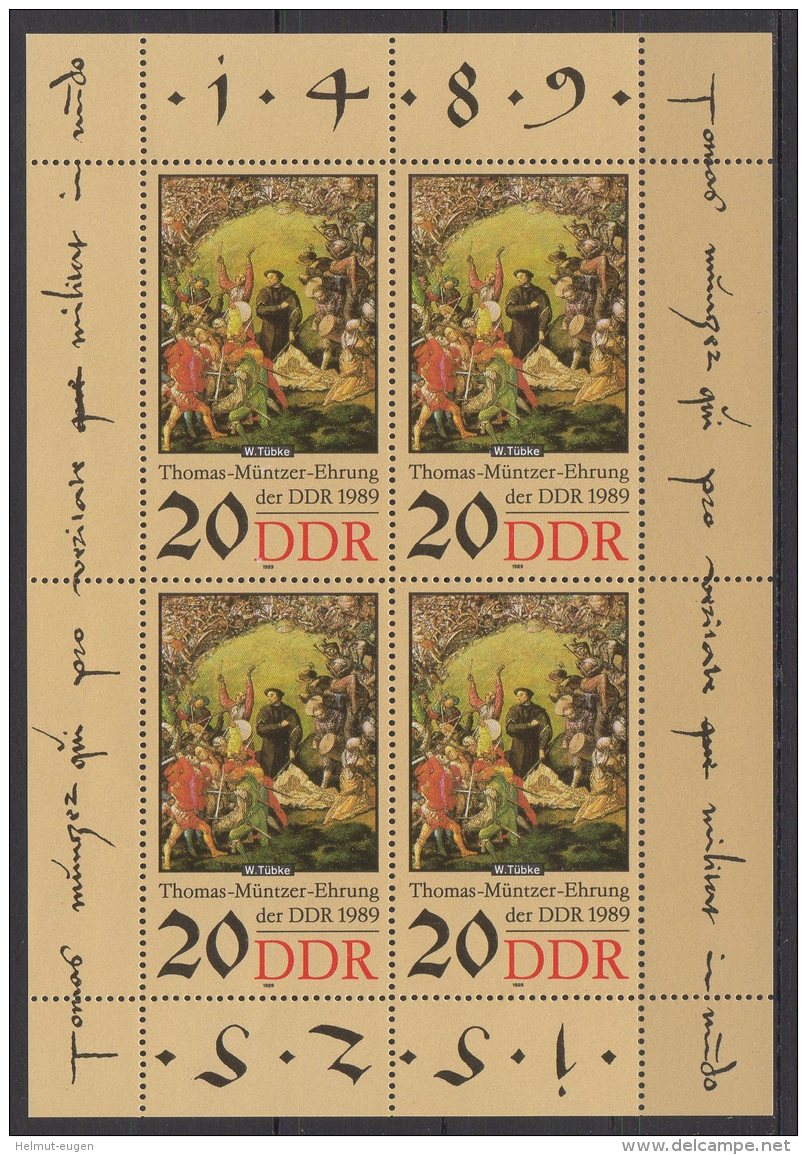 MiNr. 3271 Deutschland Deutsche Demokratische Republik, 1989, 22. Aug. 500. Geburtstag Von Thomas Müntzer (II). - 1981-1990