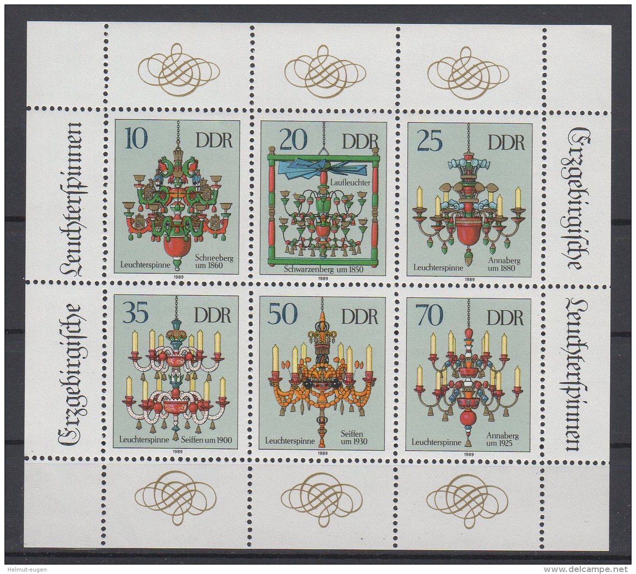 MiNr. 3289 - 3294 Deutschland Deutsche Demokratische Republik    1989, 28. Nov. Erzgebirgische Leuchterspinnen. - 1981-1990