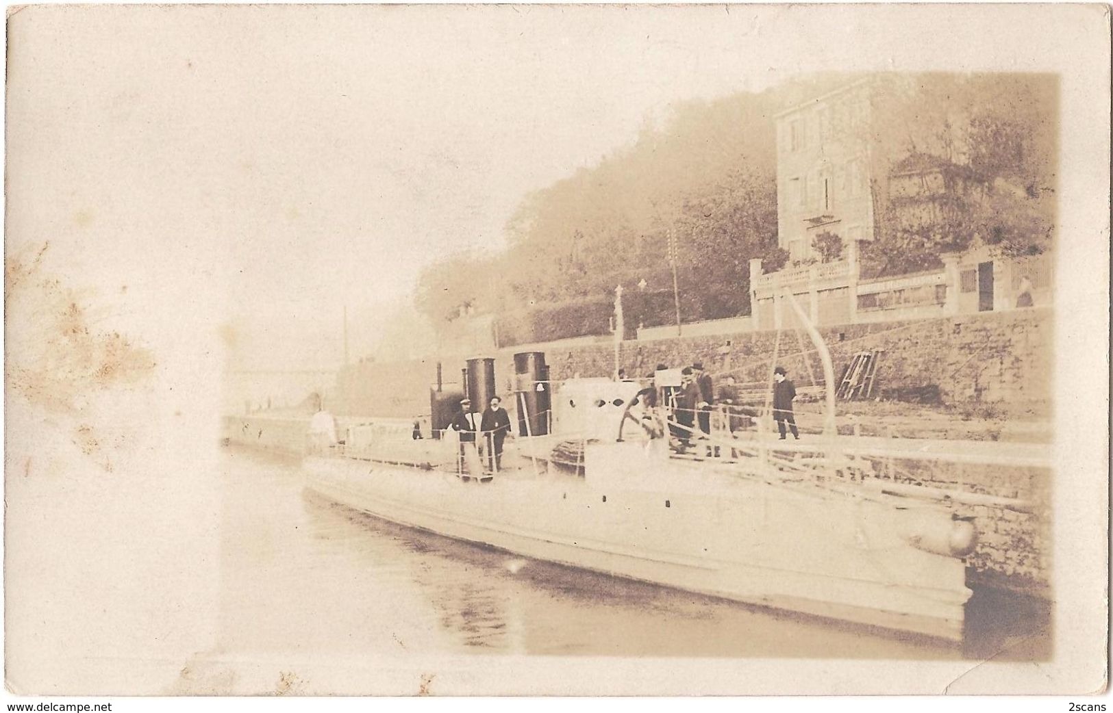 Dépt 69 - CALUIRE-ET-CUIRE (45, Quai Clemenceau) - Carte-photo BATEAU À VAPEUR Devant BRASSERIE BÉLÉDIN & RADISSON - Caluire Et Cuire