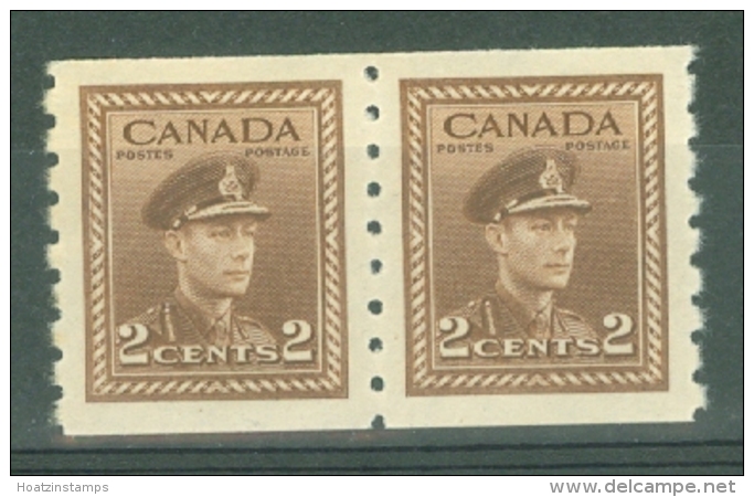 Canada: 1942/48   War Effort  [Coil]  SG390    2c   [Imperf X Perf: 8]   MNH Pair - Neufs