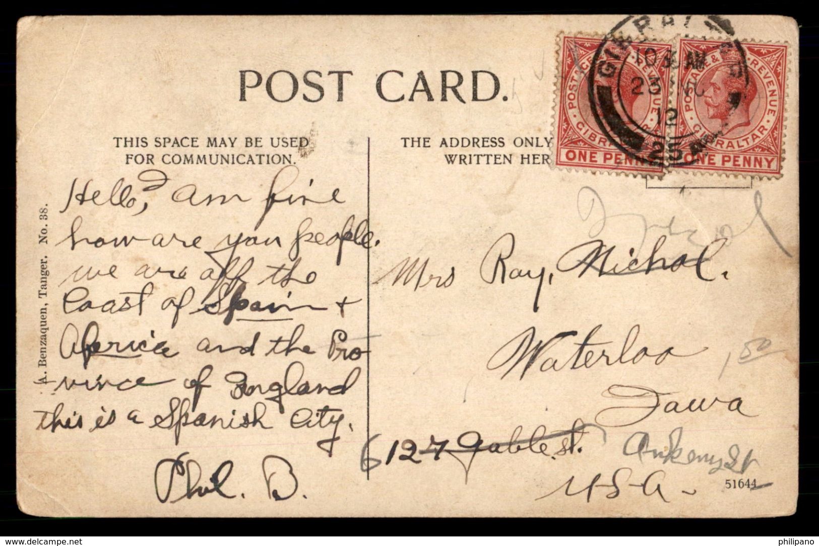 > Gibraltar Stamp & Cancel  >--ref 2674 - Gibraltar