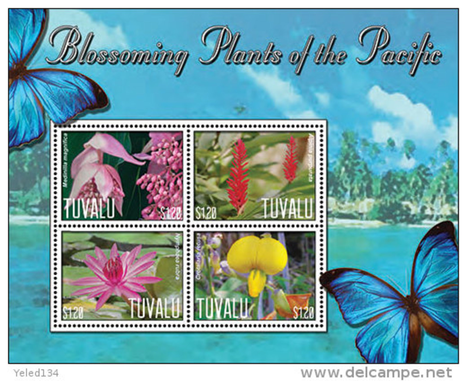 TUVALU  1240 ; IGPC 1304 SH ; MINT N H STAMPS ( BLOSSOMING PLANTS ; FLOWERS ; BUTTERFLIES - Tuvalu