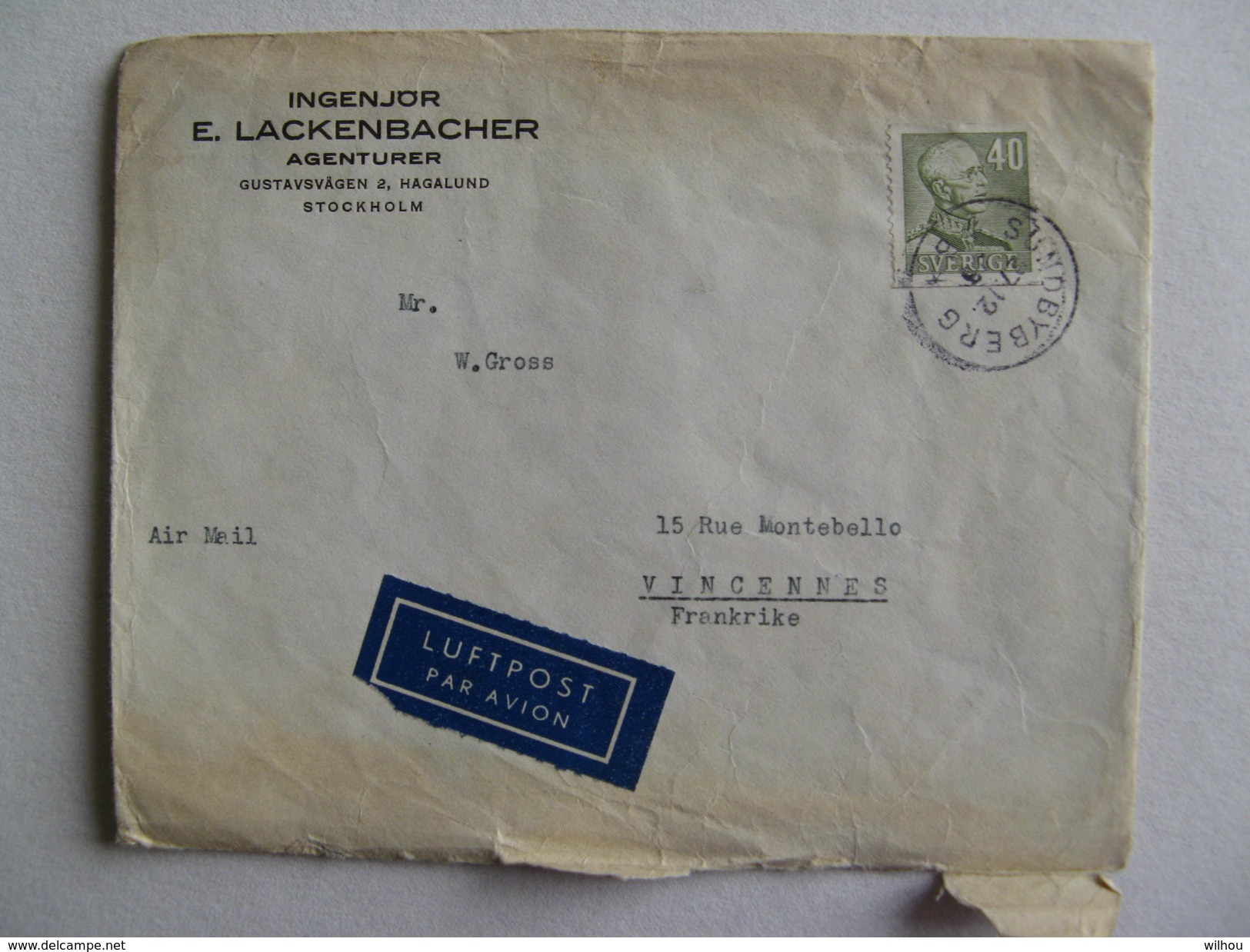 LETTRE AVION POSTEE De SUNDBYBERG 1953  TIMBRE OBLITERE - Lettres & Documents