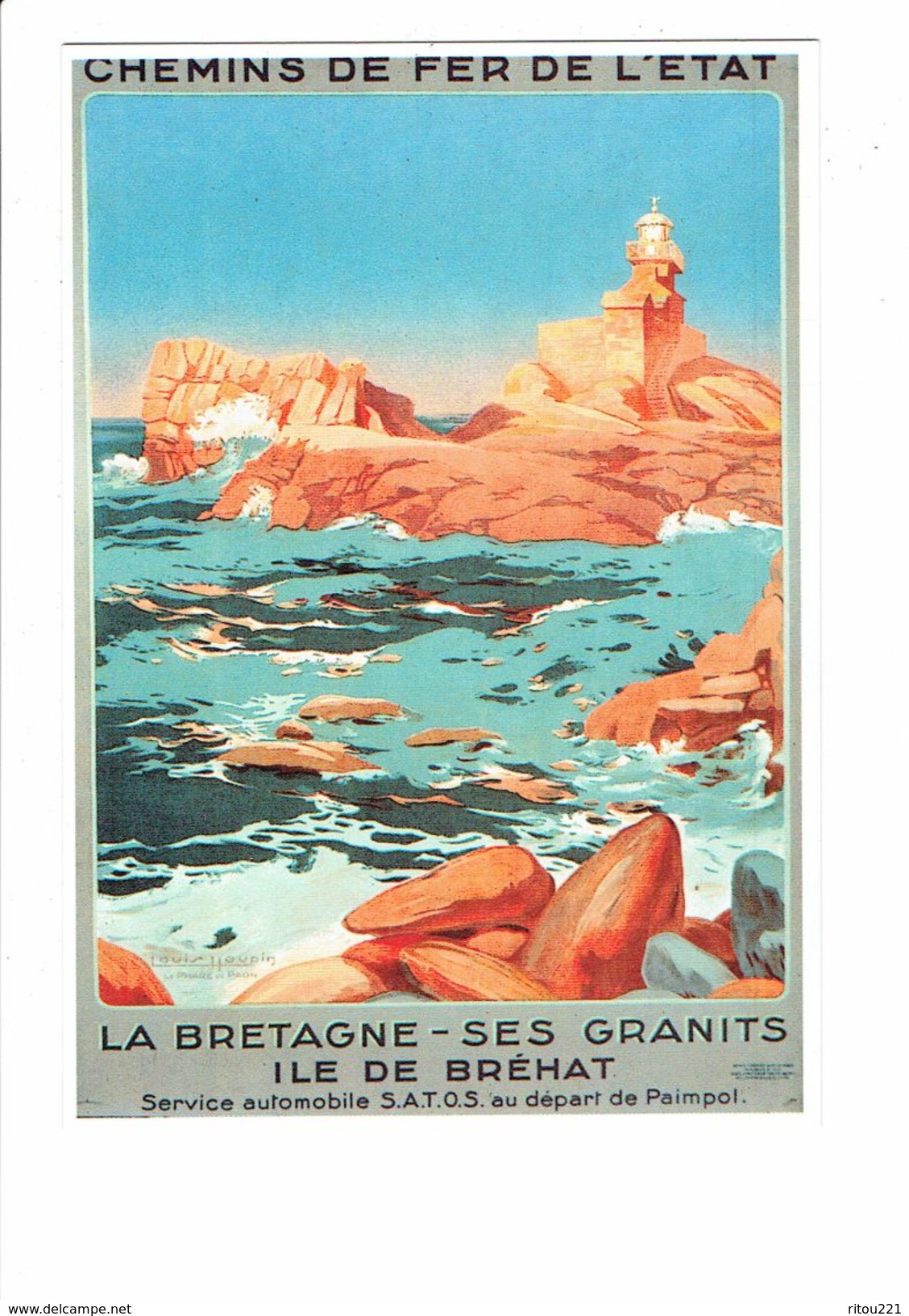 CP AFFICHE Chemins De Fer De L'Etat ILE DE BREHAT Edit CLOUET 10236 Service Automobile S.A.T.O.S. - Sonstige & Ohne Zuordnung